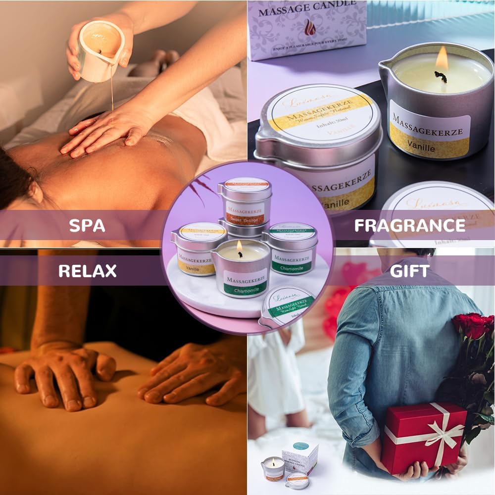 Thumbnail 6 de Massage Oil Candle Low Temp Scented Candle for Body SPA – Vanille, 50 ml – Geschenkset