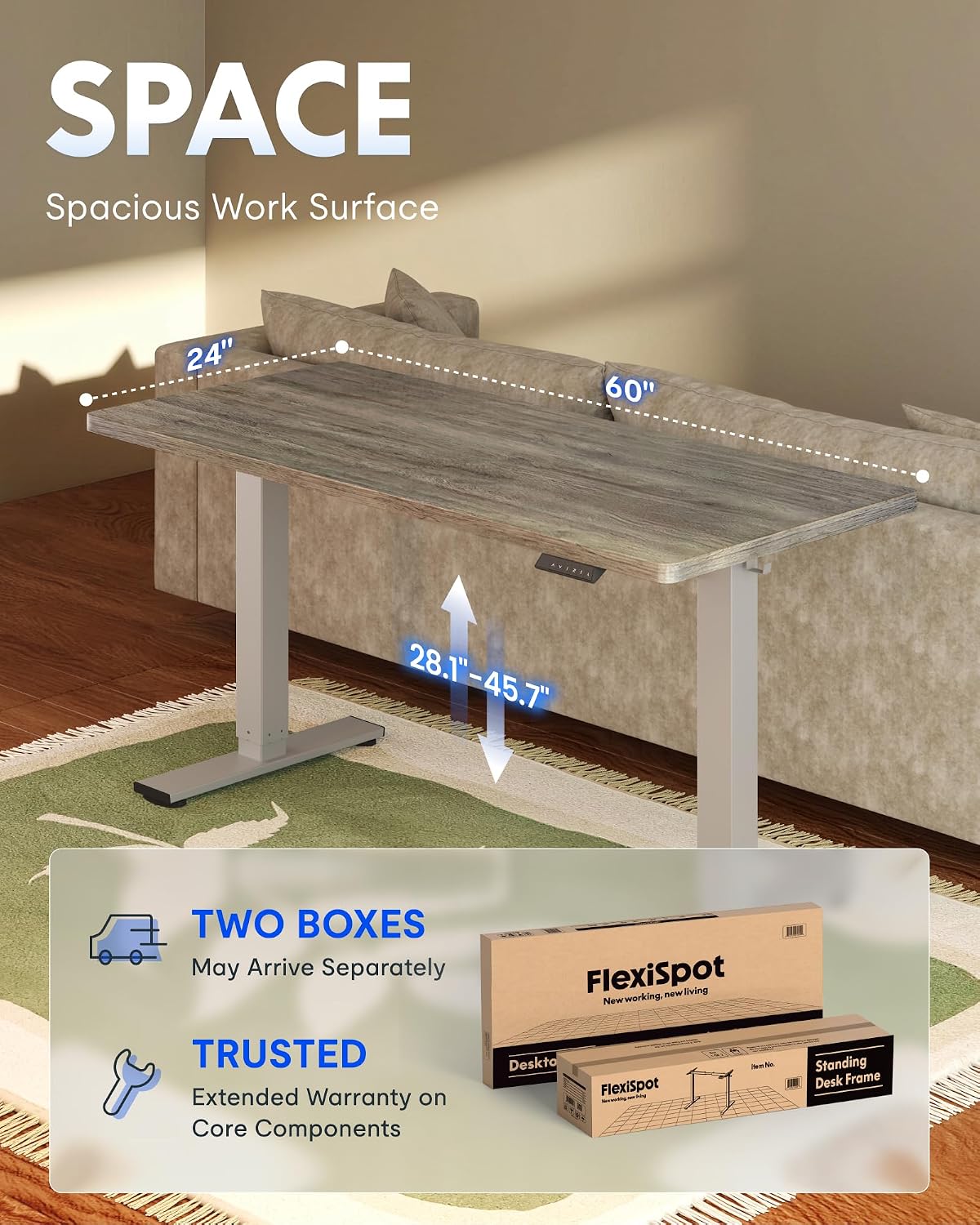 Thumbnail 6 de FLEXISPOT Electric Standing Desk, 48" x 30