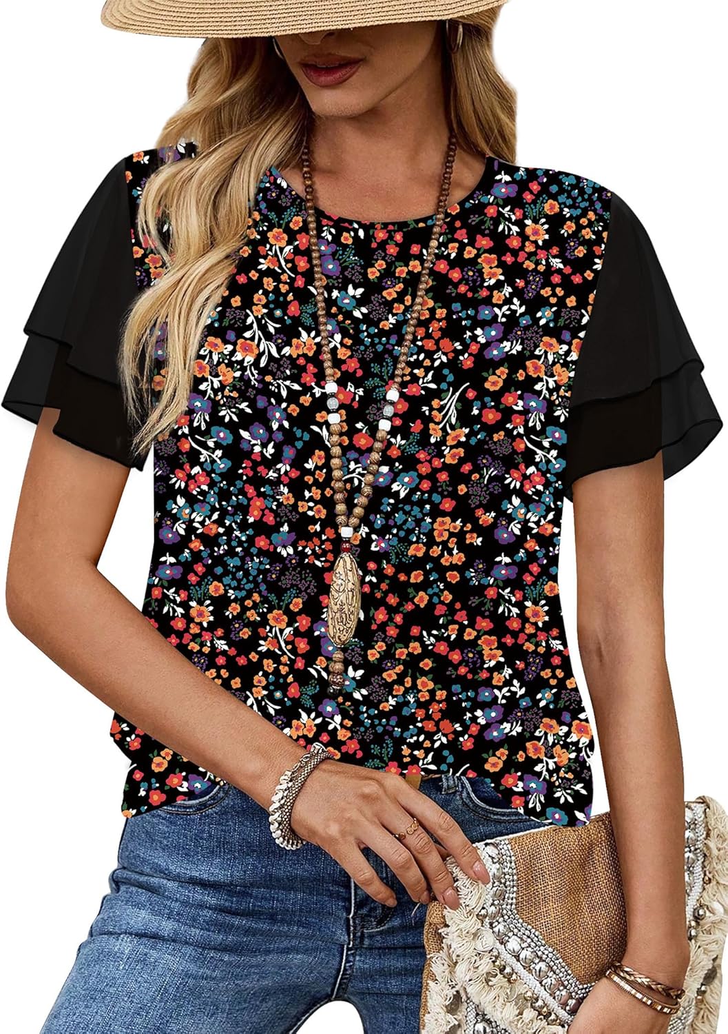 Thumbnail 6 de WIHOLL Women’s Ruffle Sleeve Chiffon Summer Tops (Casual Blouse for Beach & Vacation)