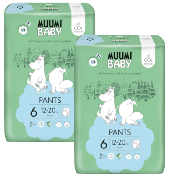 Detalle de Moomin Baby Braga Pañales Talla 6 (12-20 kg) 2x36 uds – Pack ahorro