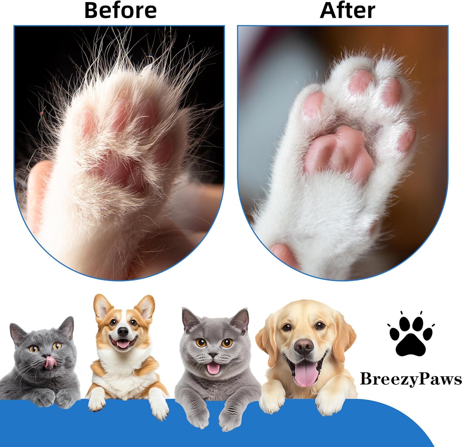 Detalle 2 de Pet Dog Cat Paw Trimmer & Grooming Kit with LED Light – 5-in-1, Quiet, Waterproof, USB Rechargeable