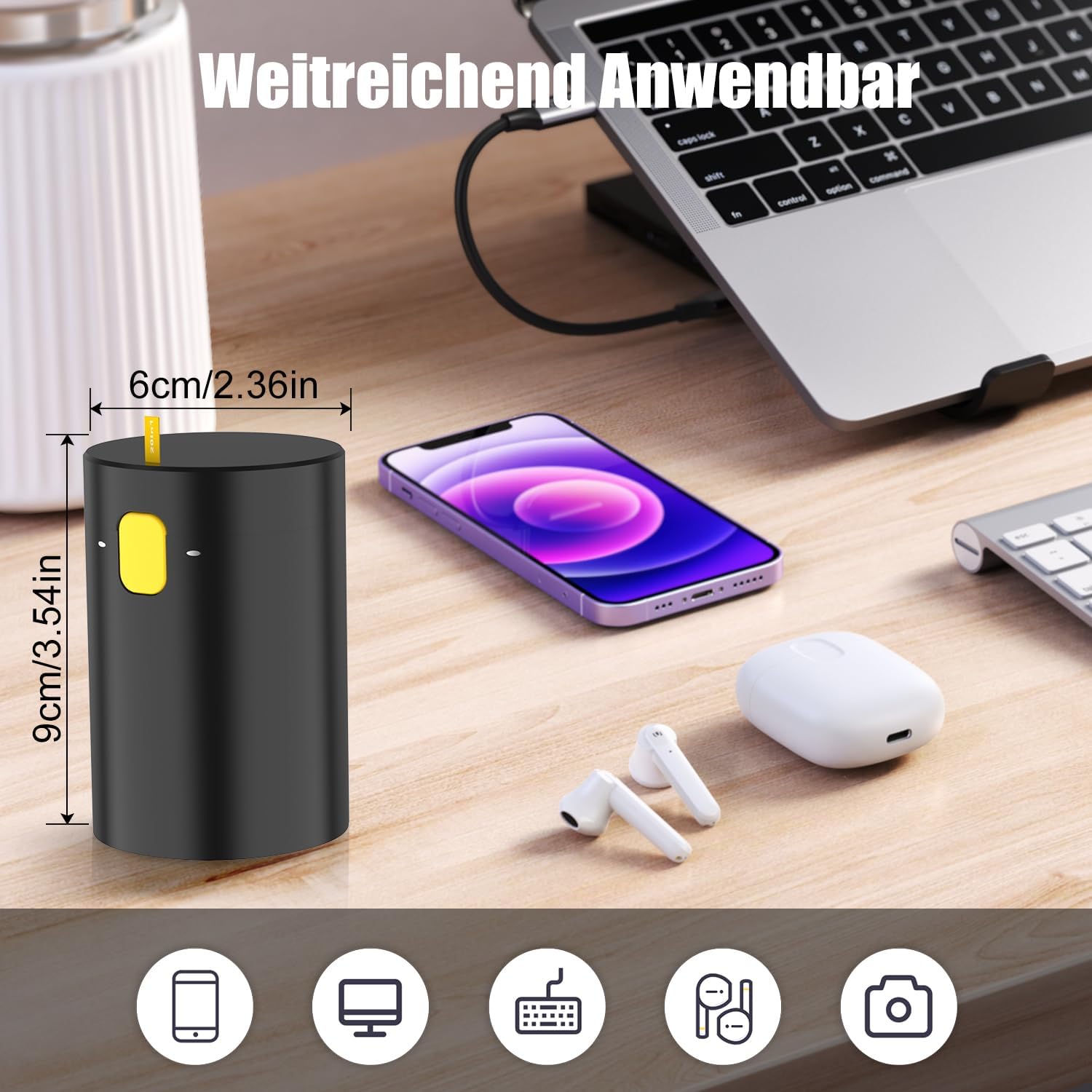 Detalle de VICHYIE 20-in-1 Tastatur Reinigungsset – Reinigungszubehör für Tastatur, Kopfhörer, Bildschirm und mehr (Schwarz)