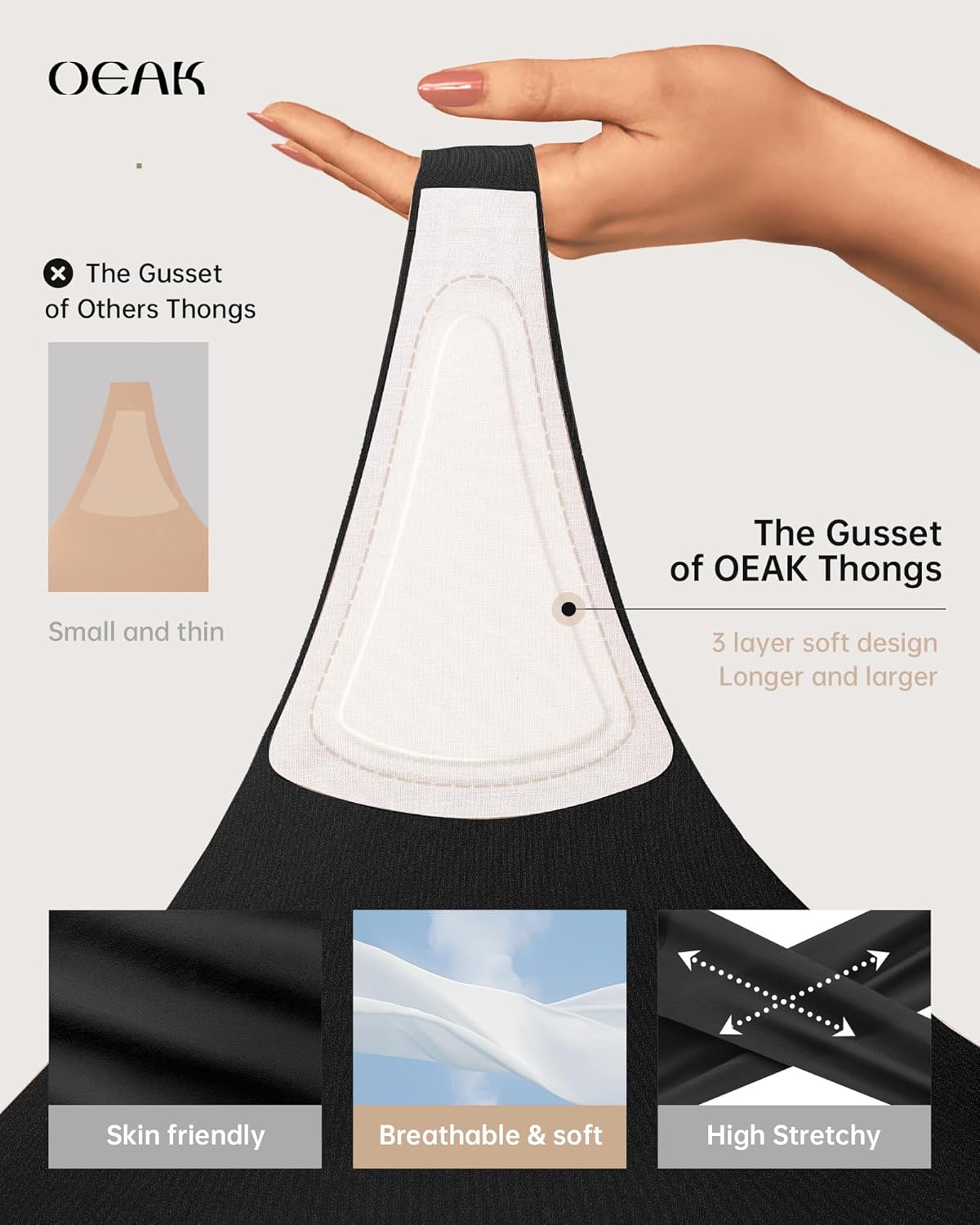 Thumbnail 4 de OEAK Seamless Thongs for Women: Invisible No-Show G-String Panties