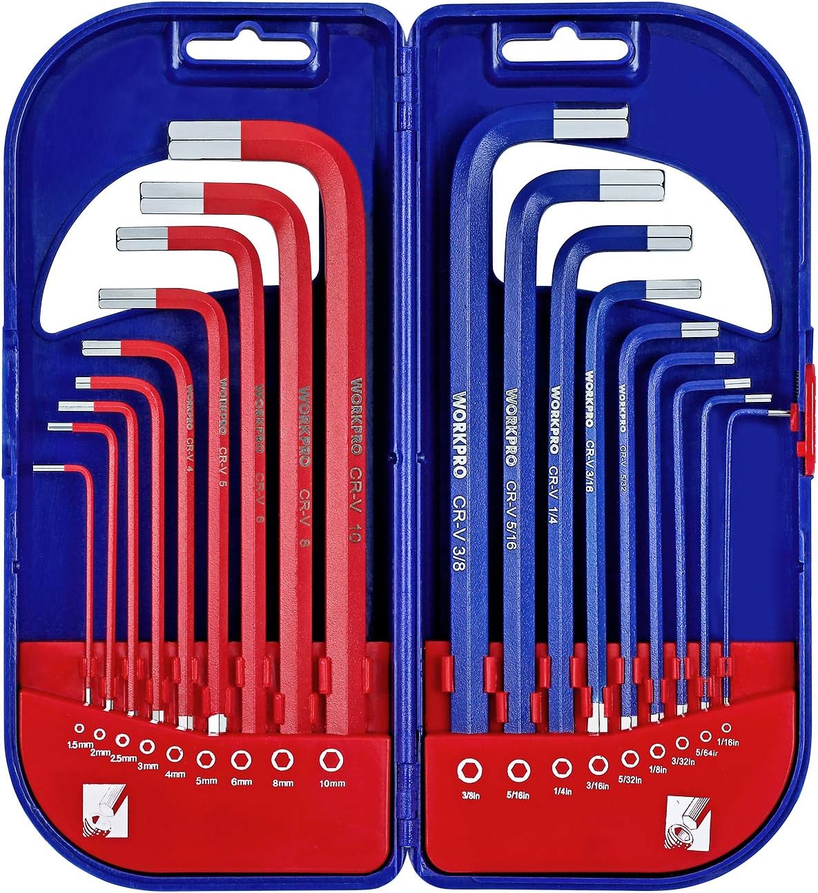 WORKPRO 18PCs llaves hexagonales 1.5–10 mm