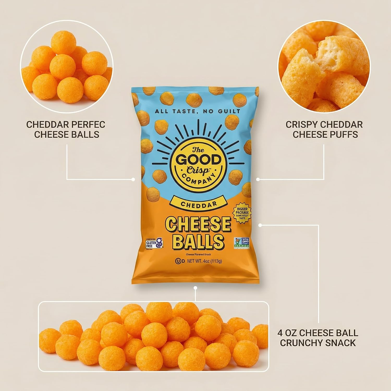 Detalle de Snack Chs Cheddar Cheese Balls 4 oz