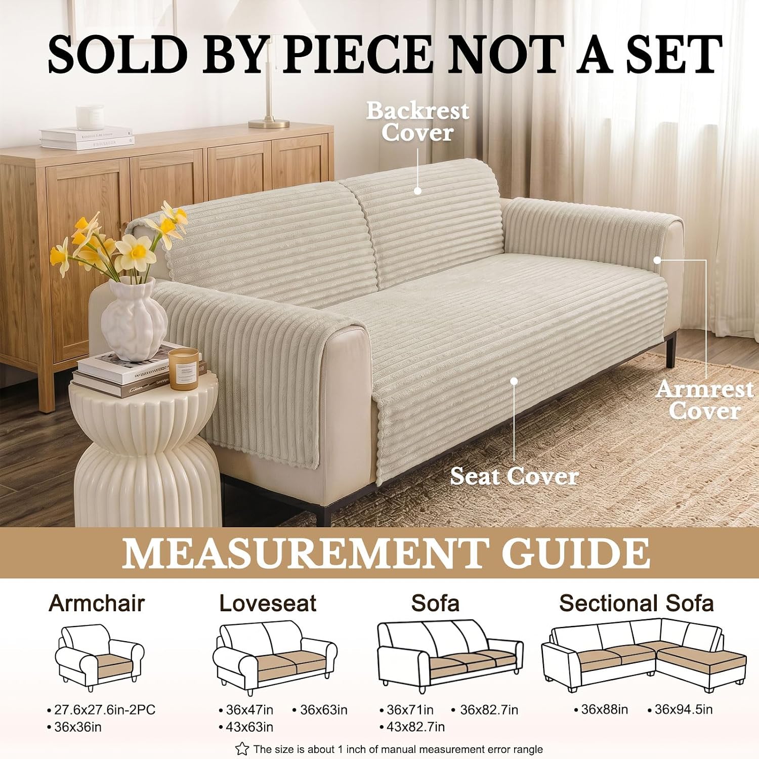 Detalle 1 de Smiry Waterproof Couch Cover 36" x 63