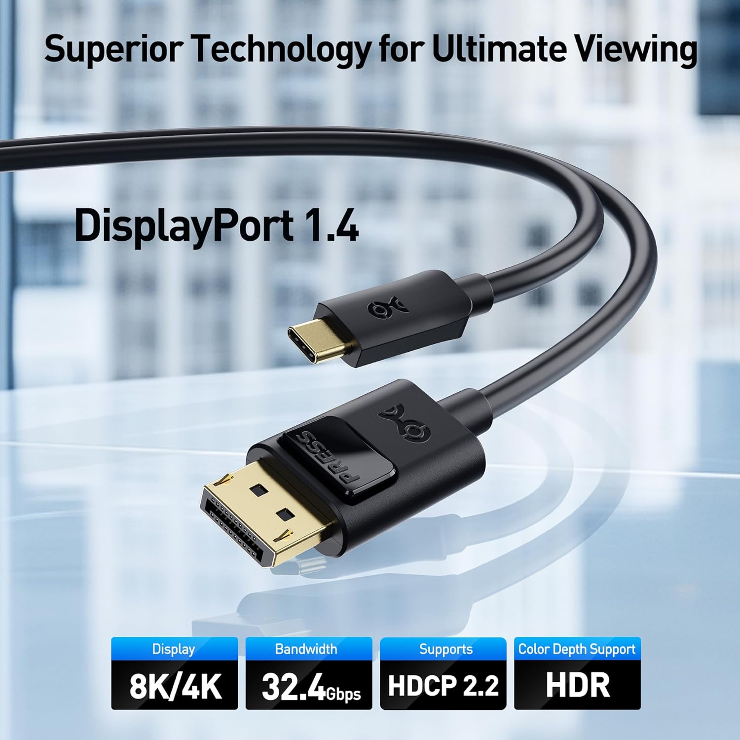 Thumbnail 1 de Cable Matters Unidirectional USB-C to DisplayPort 1.4 6ft