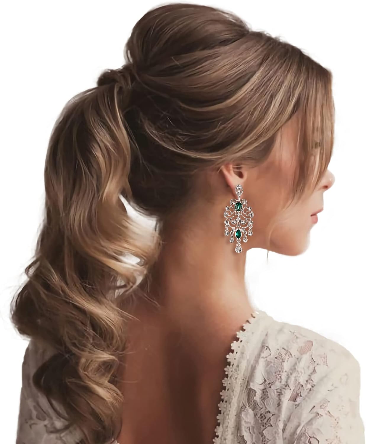 Detalle de Clearine Femme Vintage Style Autrichien Victorian Cristal Goutte Filigrane – Boucles d’oreilles percées