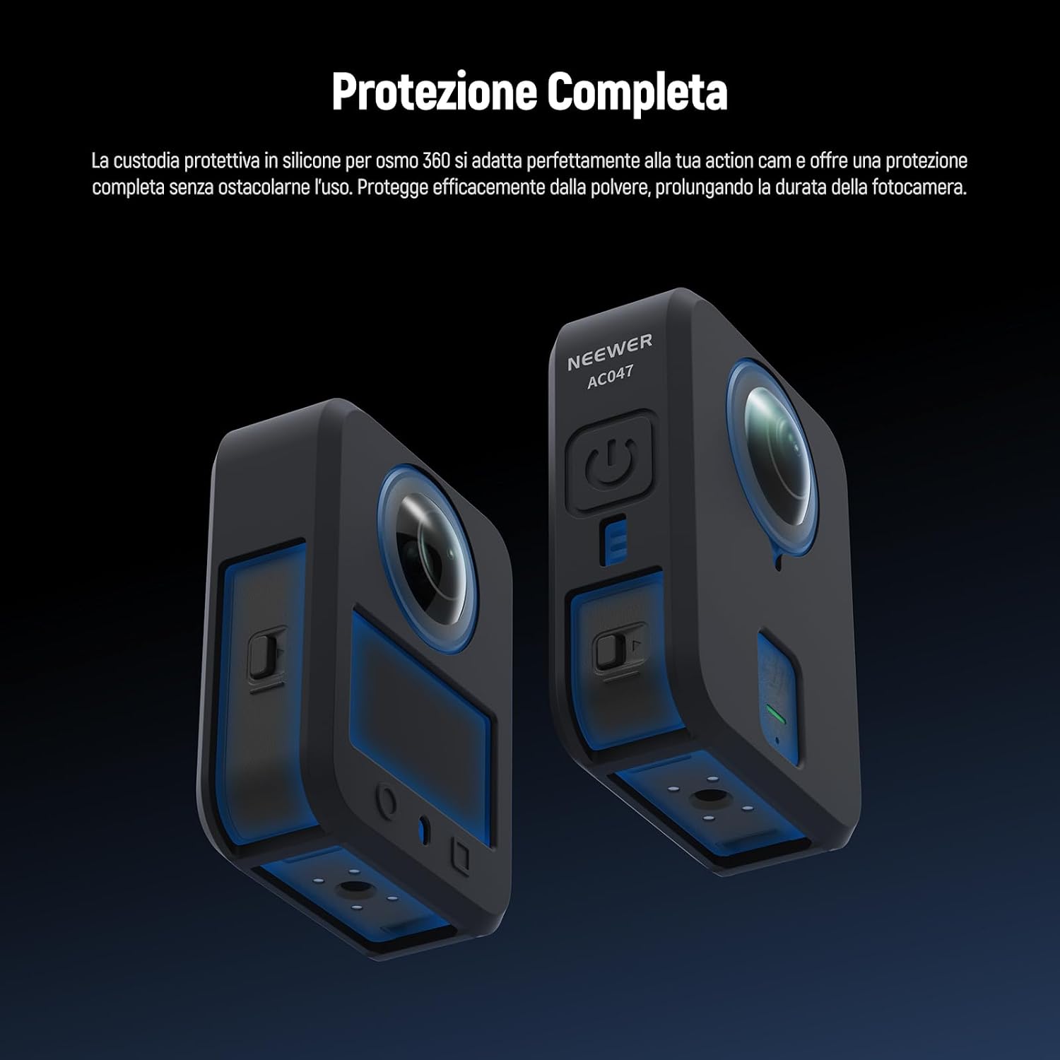 Detalle de NEEWER Silicone Case per DJI Osmo 360 Action Cam AC047: custodia morbida antiscivolo e antigraffio