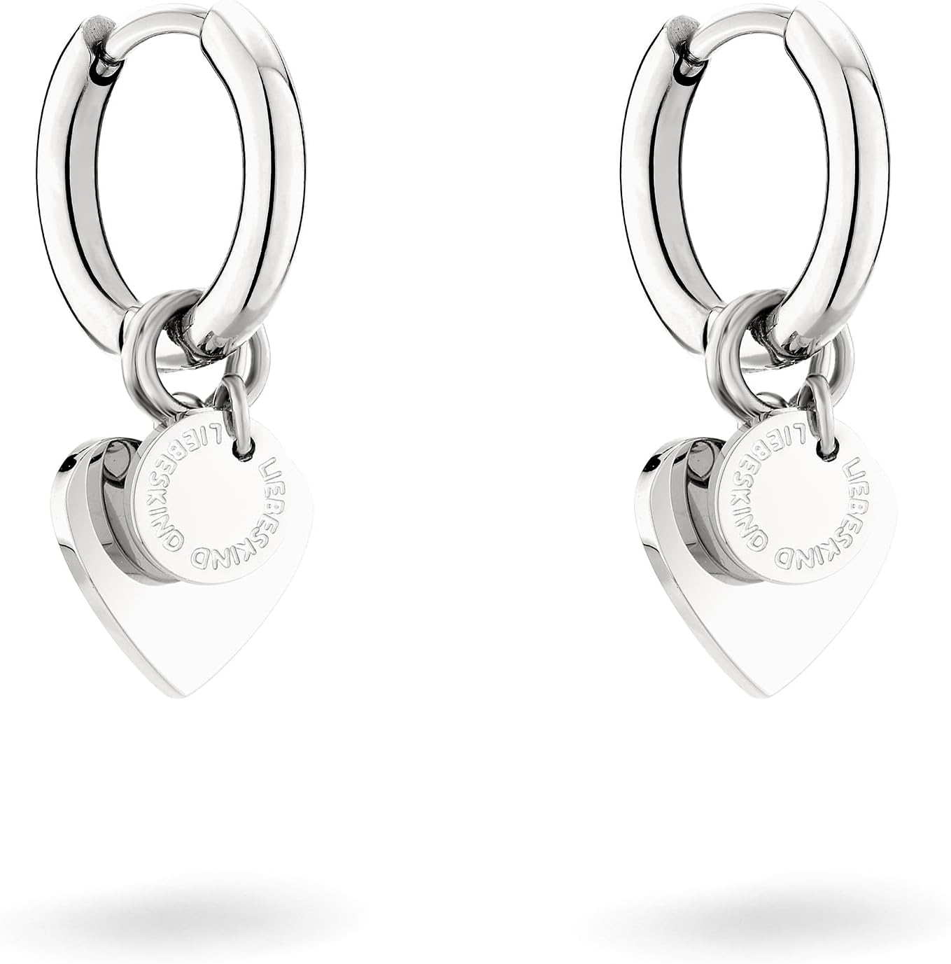 Detalle de LIEBESKIND BERLIN Herz-Schmuck für Damen – Edelstahlkette, Armband und Ohrringe mit Herzanhänger