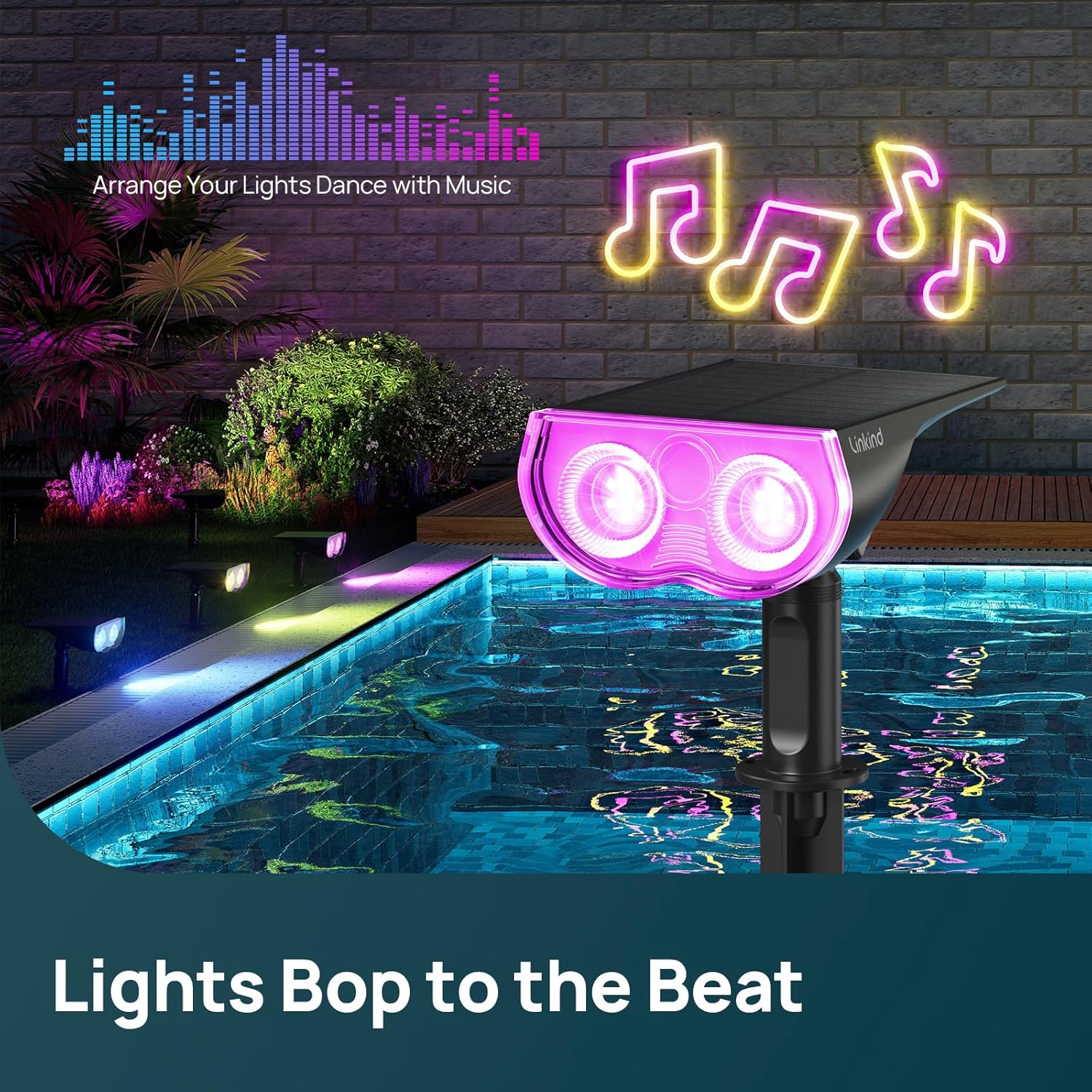 Thumbnail 3 de Linkind Smart Solar Spot Lights Outdoor Garden SL5C (4-pack) – App-controlled colour changing solar spotlights