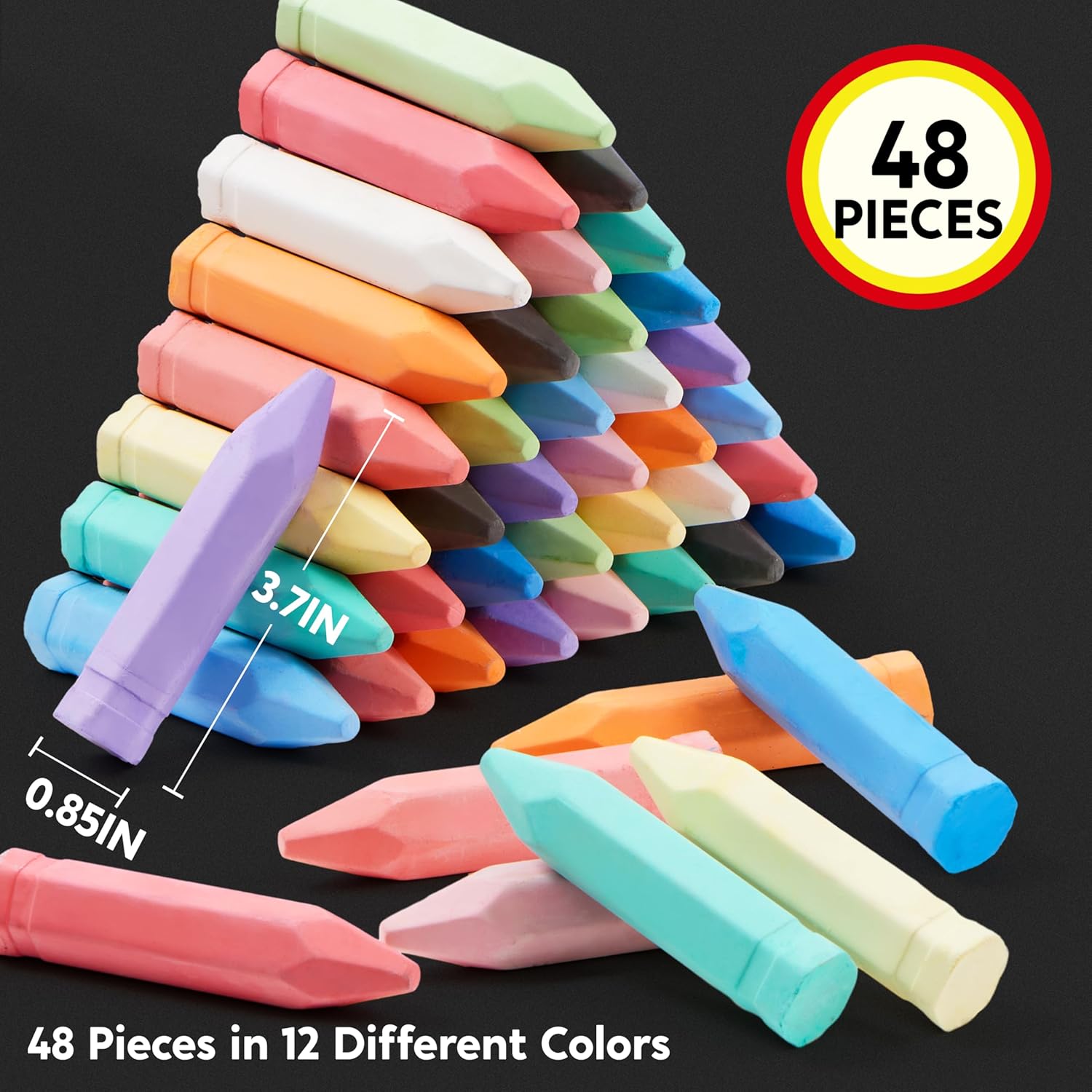 Thumbnail 2 de JOYIN 48-Piece Cone Shaped Washable Sidewalk Chalk Set (12 Colors)