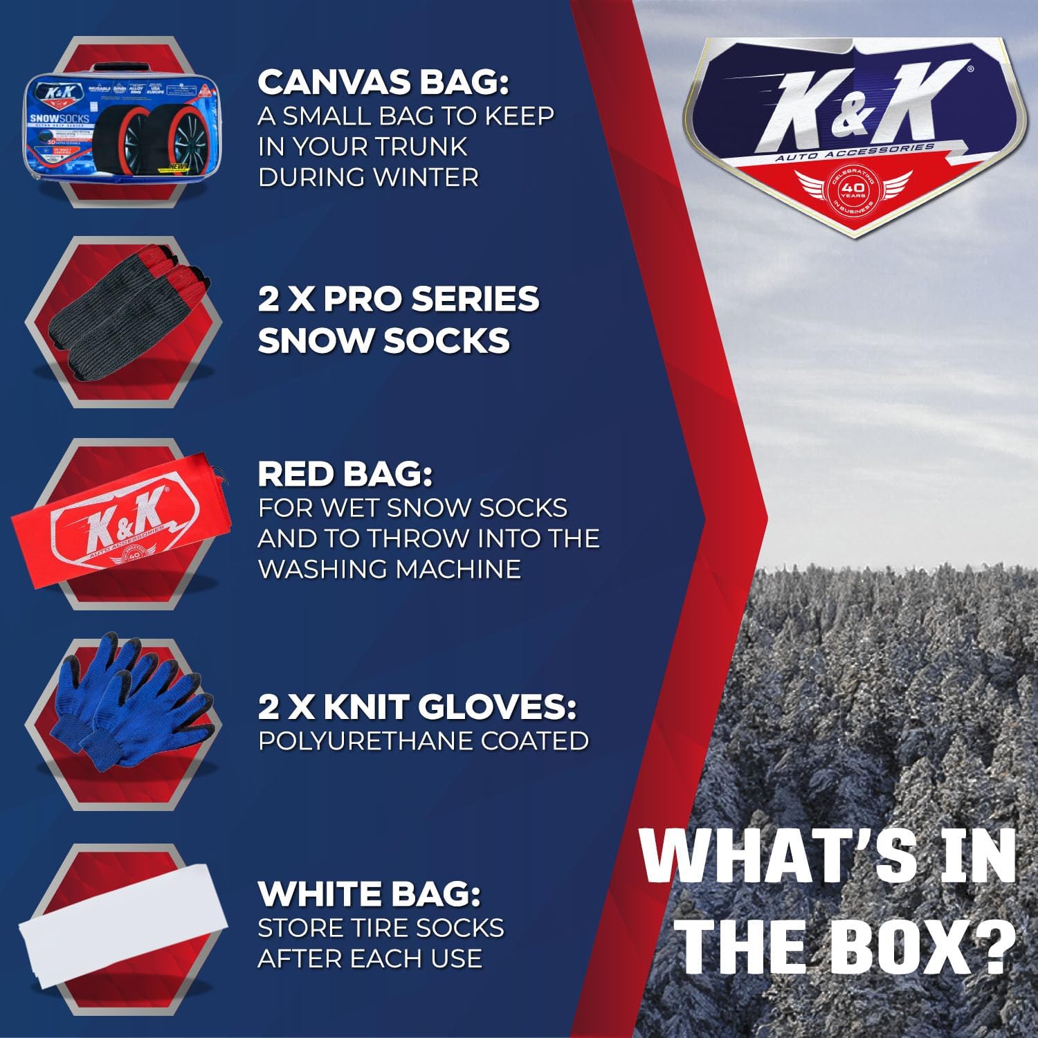 Thumbnail 6 de K&K Auto Pro Series Snow Socks 2pcs for Sedan