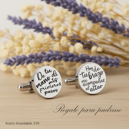 Thumbnail 3 de Gemelos padrino boda personalizados en acero inoxidable | EKONAT JOYERIA PERSONALIZADA