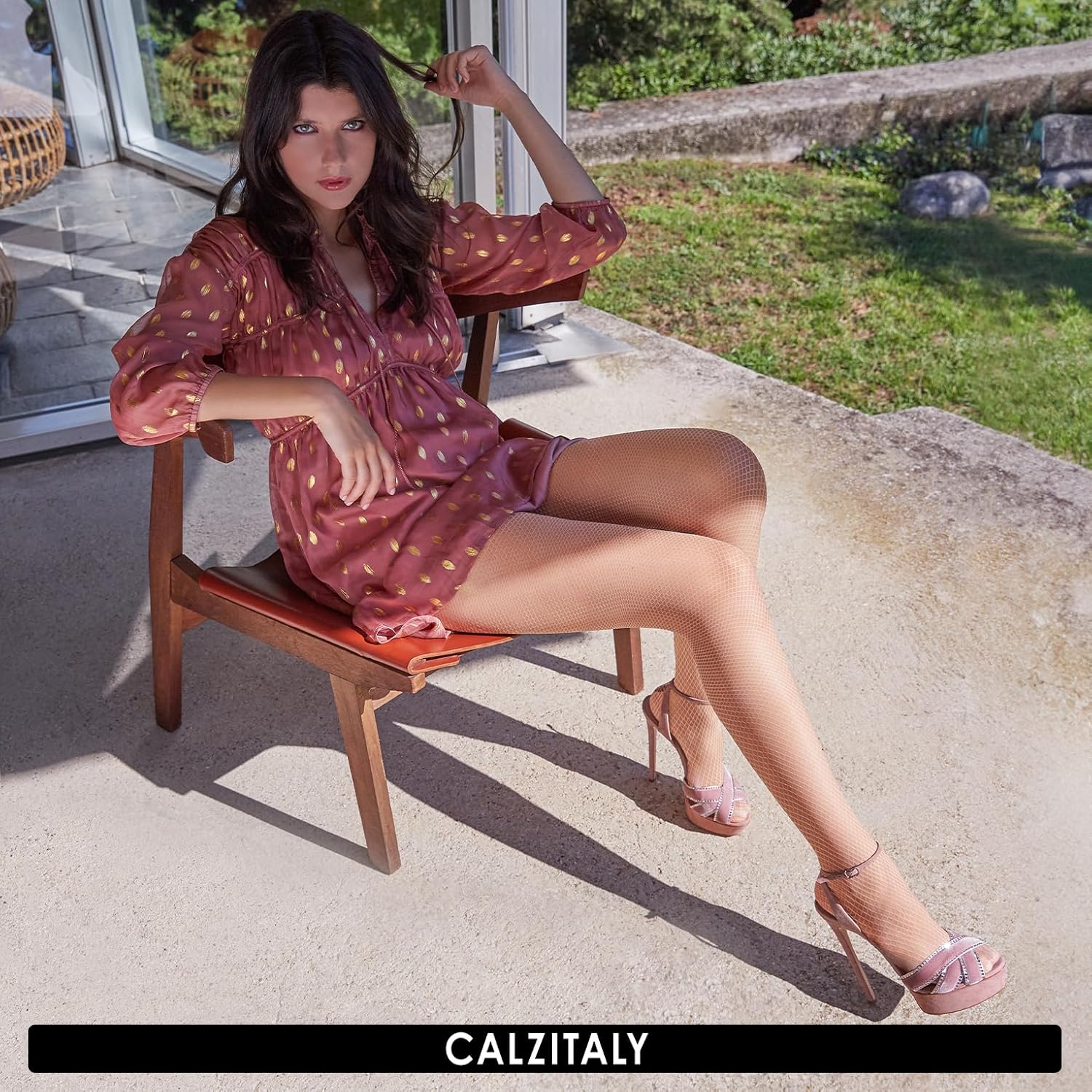 Detalle de CALZITALY Collant A Rete – Calze A Rete Vintage Pantacollant Nero/Naturale, taglie da S a 4XL, Made in Italy
