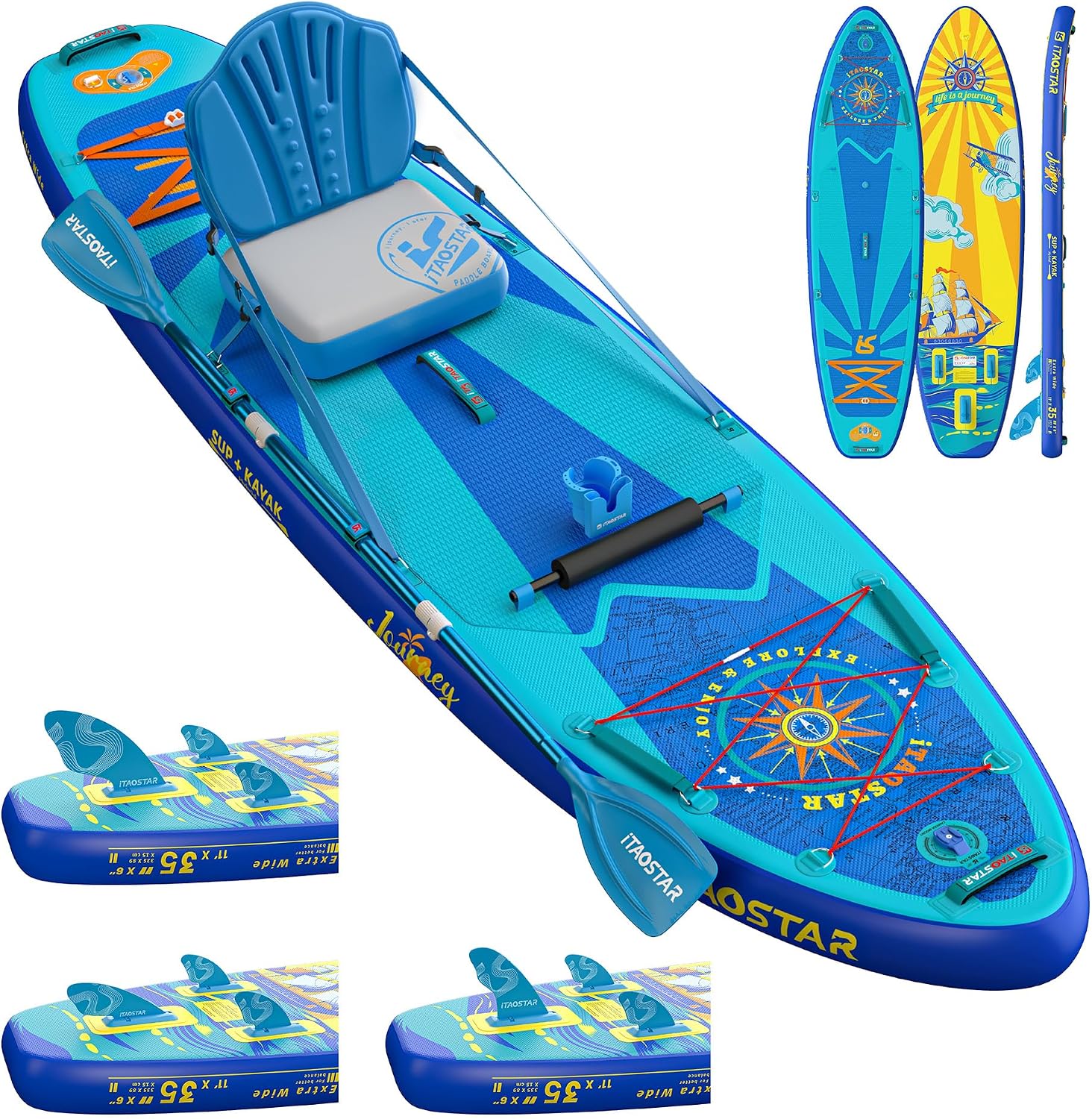 Thumbnail 6 de iTAOSTAR Journey 11'6" Extra Wide Inflatable SUP: All-in-One Family Adventure Board