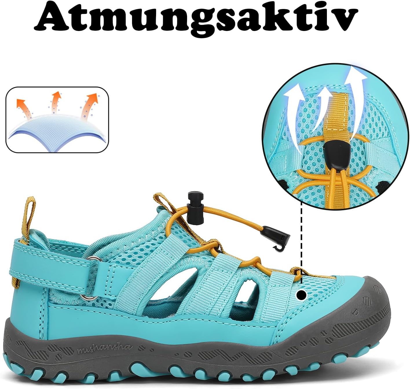Detalle 2 de Mishansha Geschlossene Jungen Sandalen – leichte Trekking-Sandalen für Kinder, Gr. 24–38