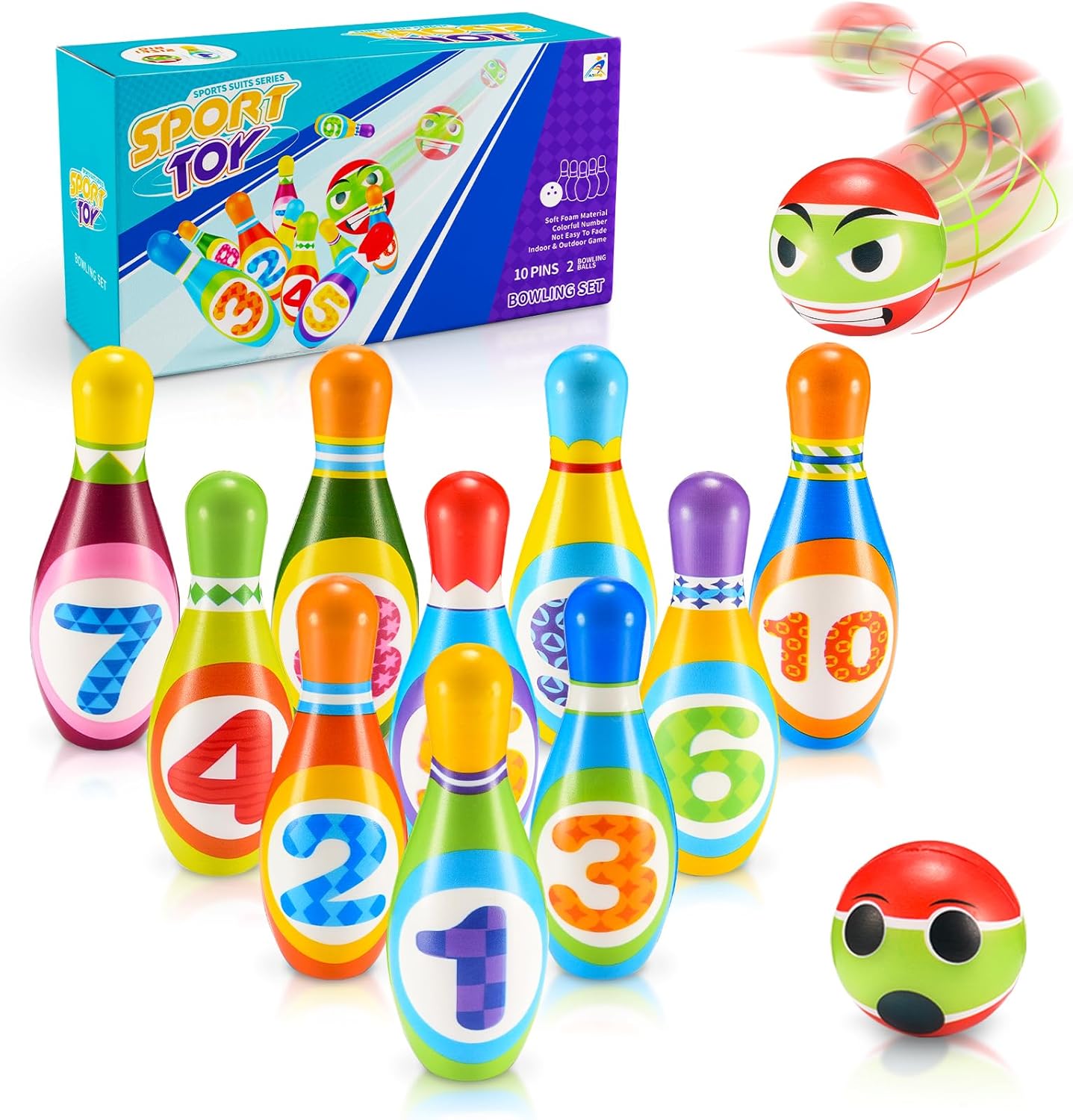 Detalle de Qukir Bowling Set Kids 10-pin foam set