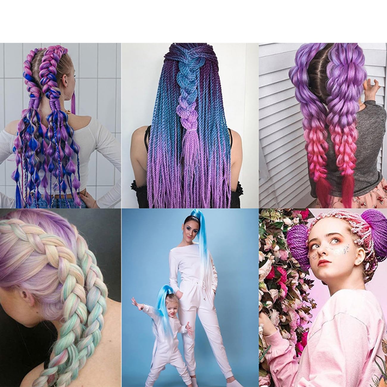 Detalle 2 de prinfantasy Jumbo Zöpfe Haarverlängerung Blau – 60 cm synthetische Zopf-Braids für Afro-Haar, 100 g