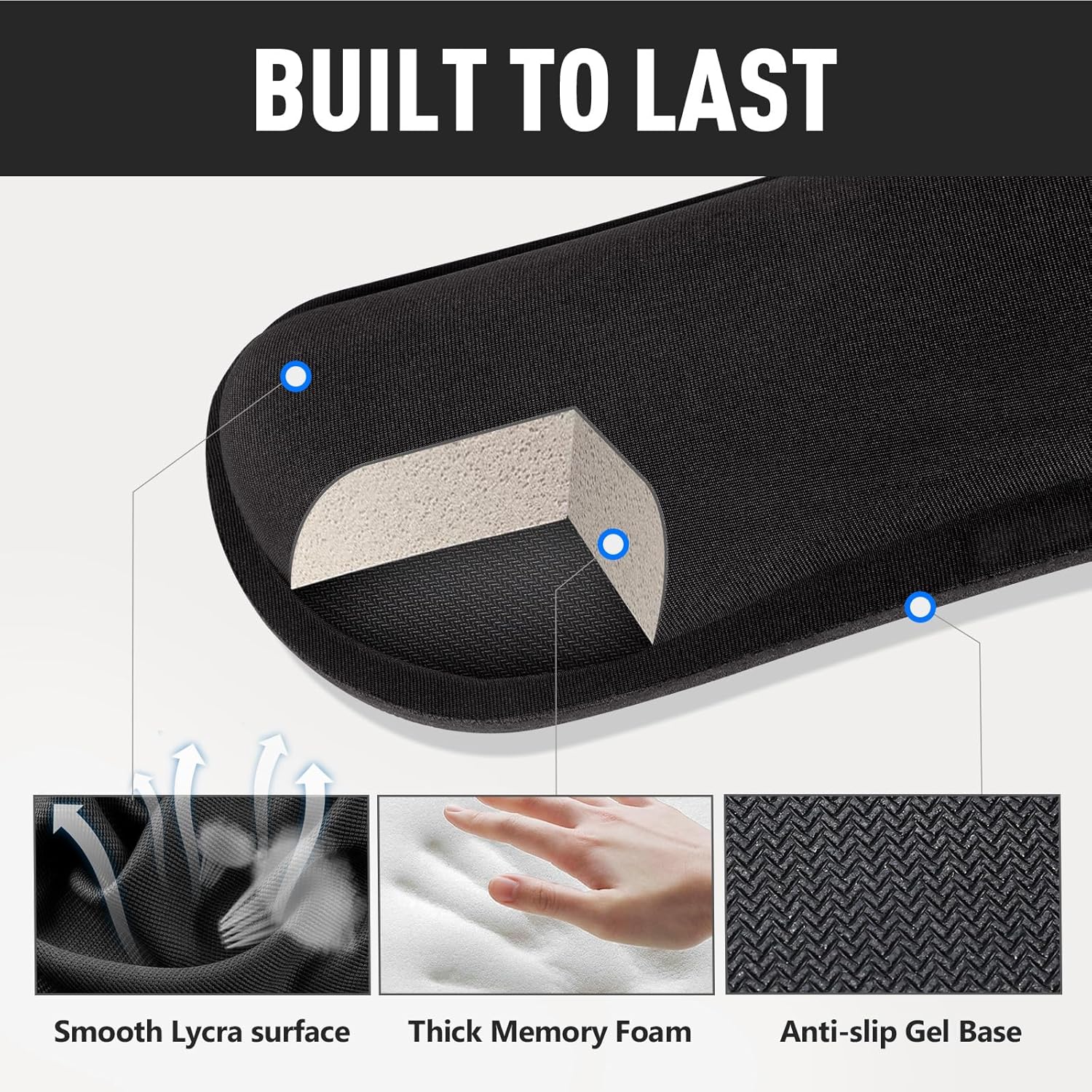 Detalle de Gimars Upgrade Silky Gel Memory Foam Wrist Rest for Keyboard and Mouse ๐ฑ