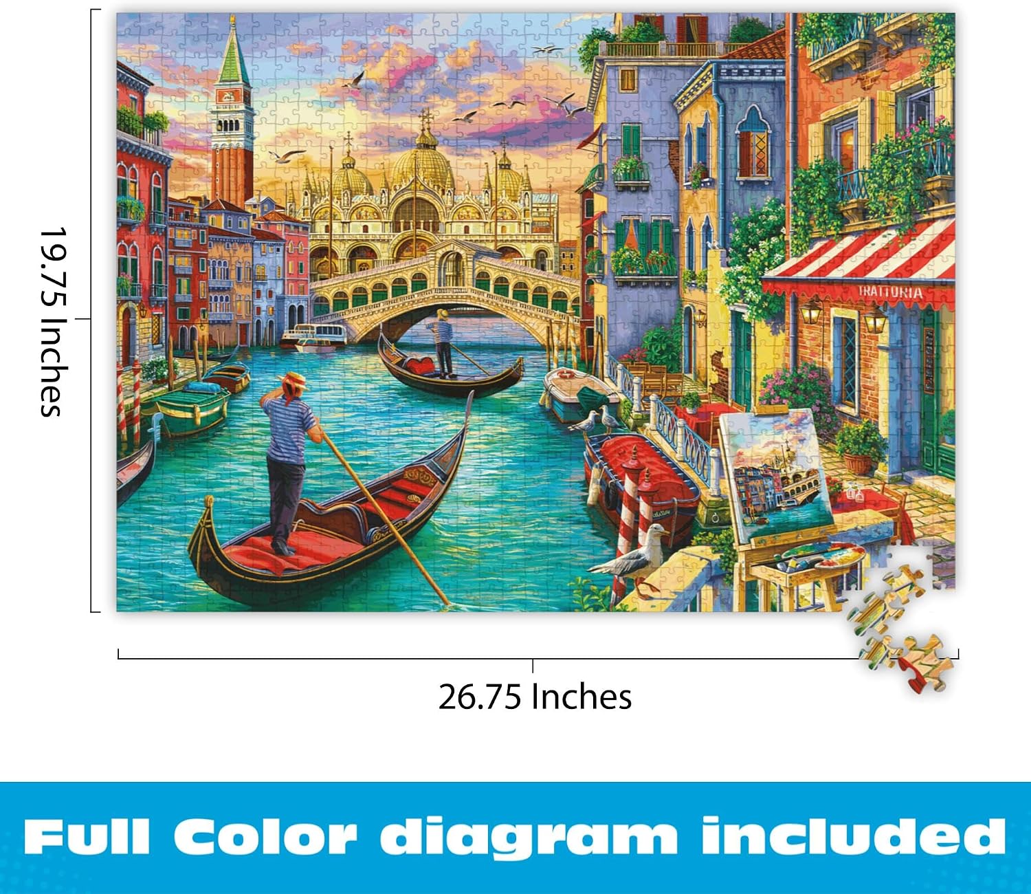 Detalle de Buffalo Games Sights of Venice Image World 1000-Piece Jigsaw Puzzle (Made in the USA)