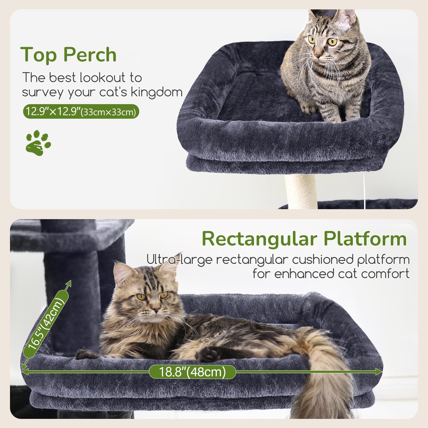 Detalle de Globlazer S65 Cat Tree Tower for Large Indoor Cats, 6 Levels, Sisal Posts