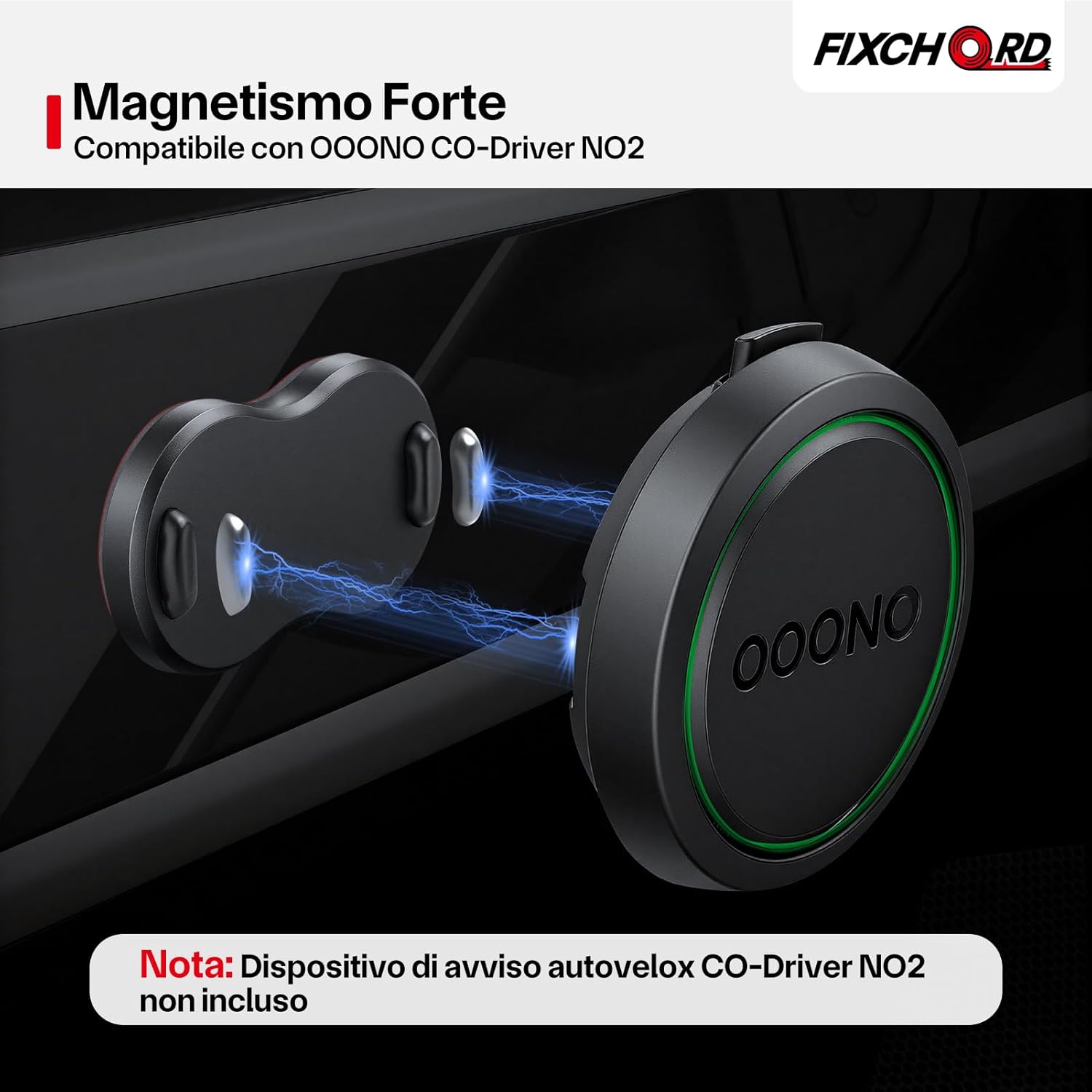 Thumbnail 2 de Supporto magnetico per auto FIXCHORD per OOONO CO-Driver NO2 con base adesiva 3M
