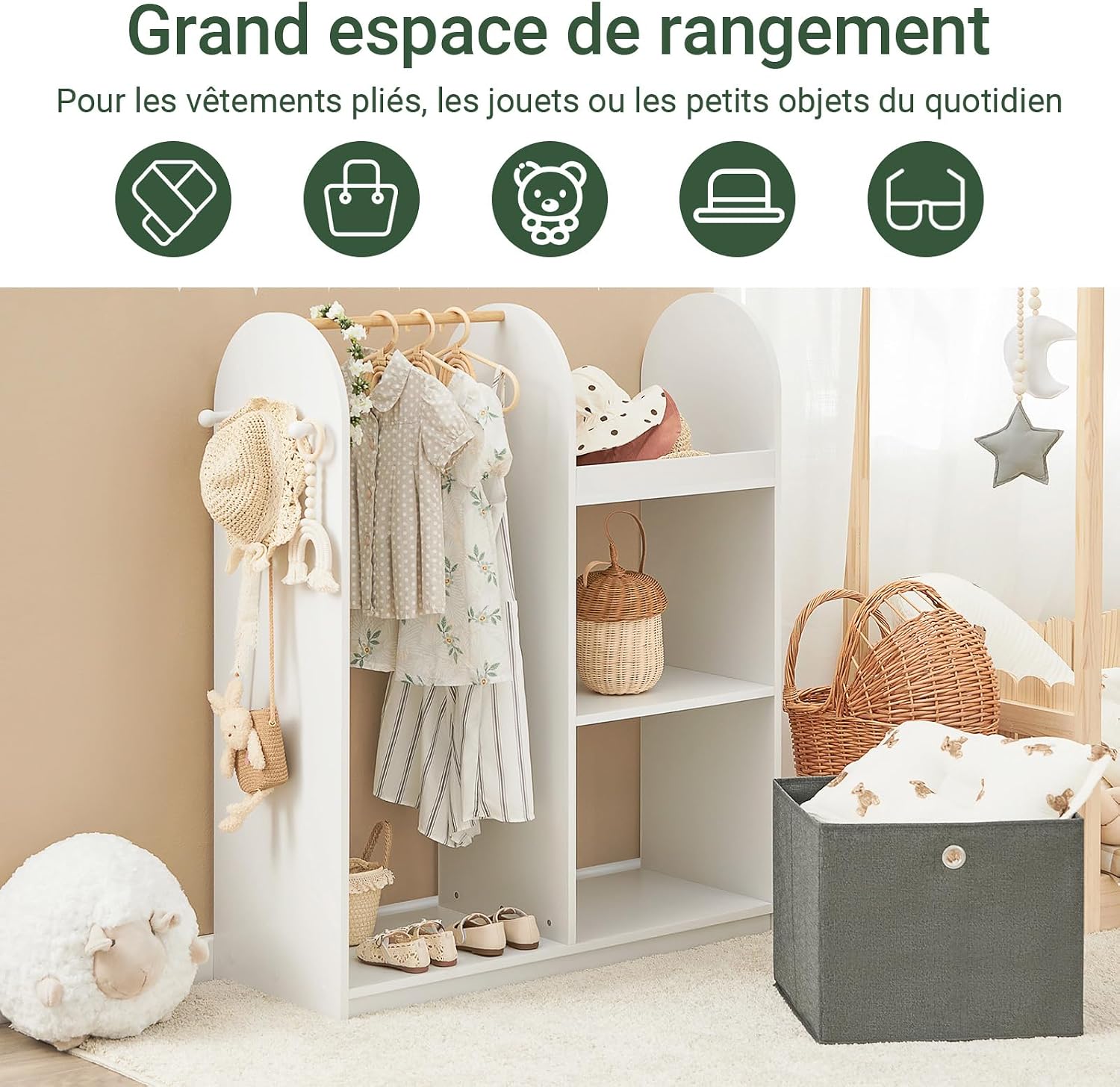 Thumbnail 2 de SoBuy KMB40-W Armoire enfant 97x35x108 cm