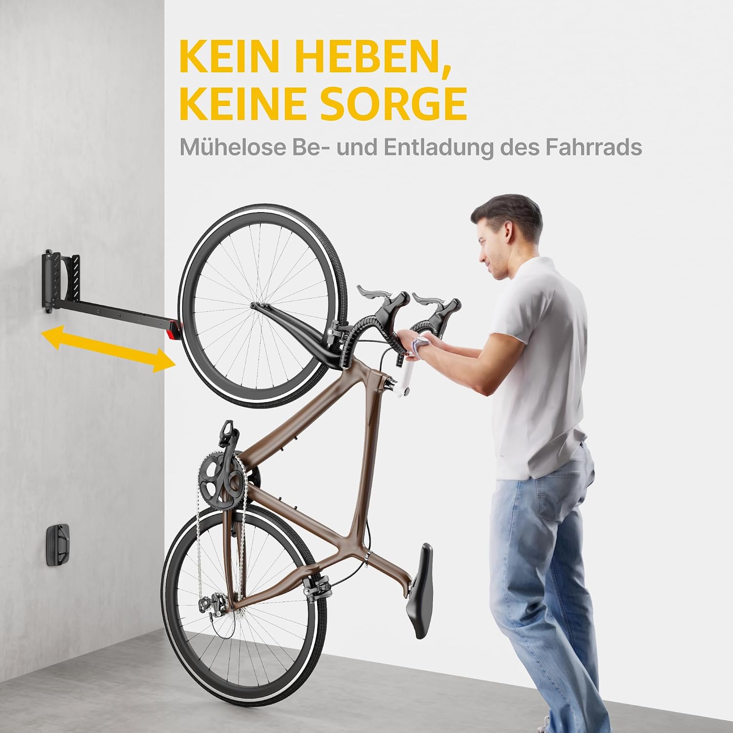 Detalle 2 de monTEK Schwenkbare Fahrrad Wandhalterung 35 kg