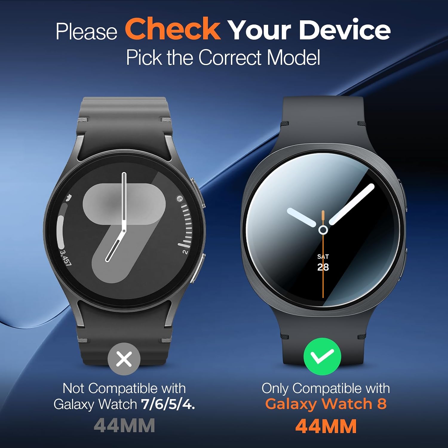Detalle de LK Displayschutz-Set für Samsung Galaxy Watch 8 (44 mm) – 4 Stück, 9H Glas, blasenfrei