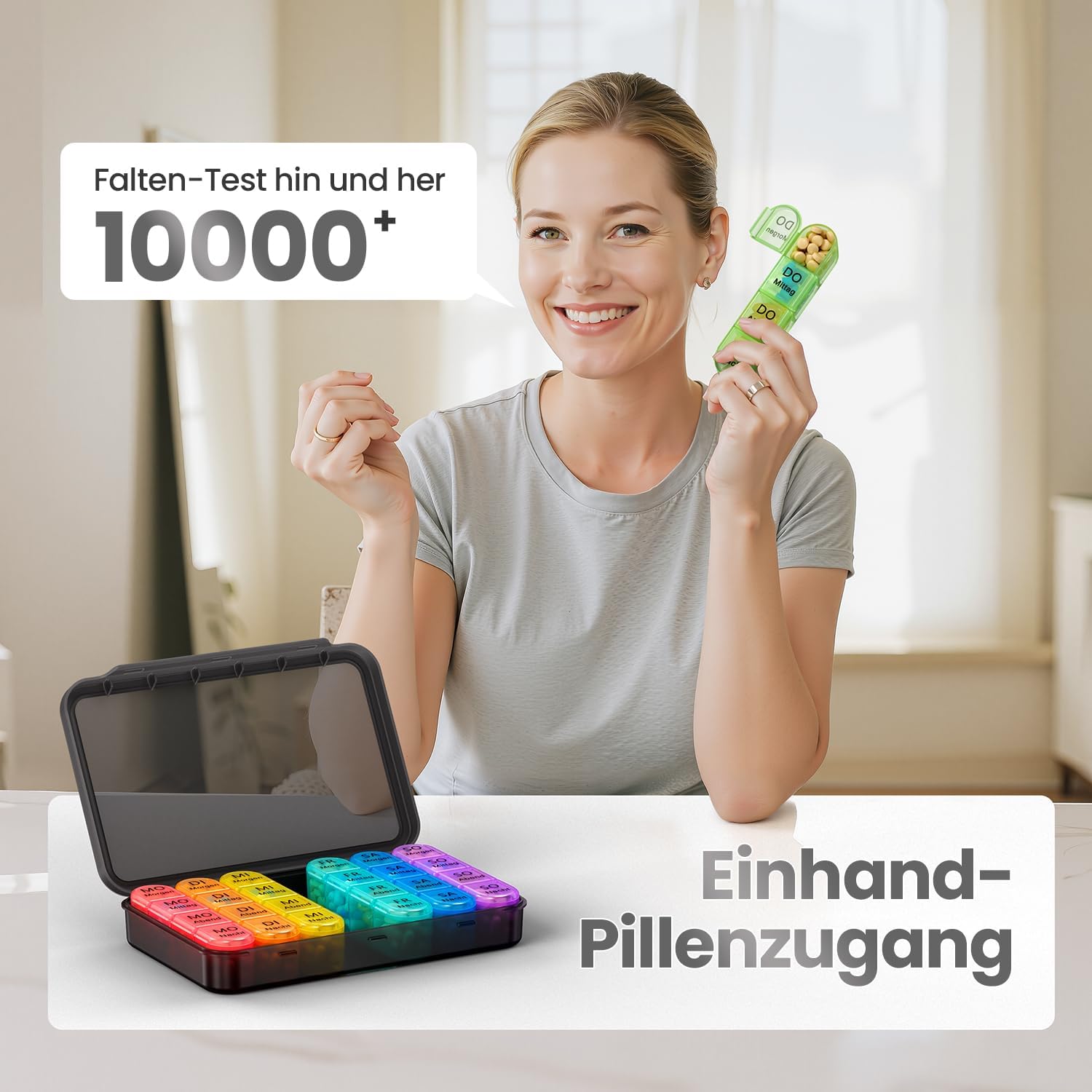 Detalle 2 de Doruimi Tablettenbox 7 Tage mit 4 Fächern 💊