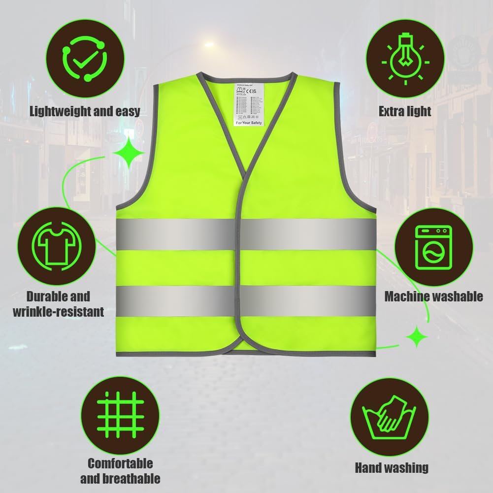 Thumbnail 3 de AYBUY 2 Pezzi Giubbotto di Sicurezza per Bambini — Gilet ad Alta Visibilità, 360° Riflettente per Corsa, Ciclismo e Gite