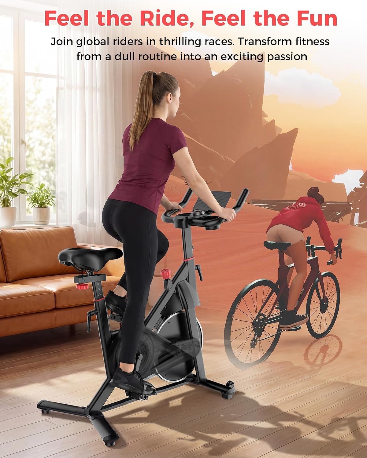 Detalle 2 de DeerRun S1pro DR-QY-S1-Black Indoor Exercise Bike, Magnetic Resistance