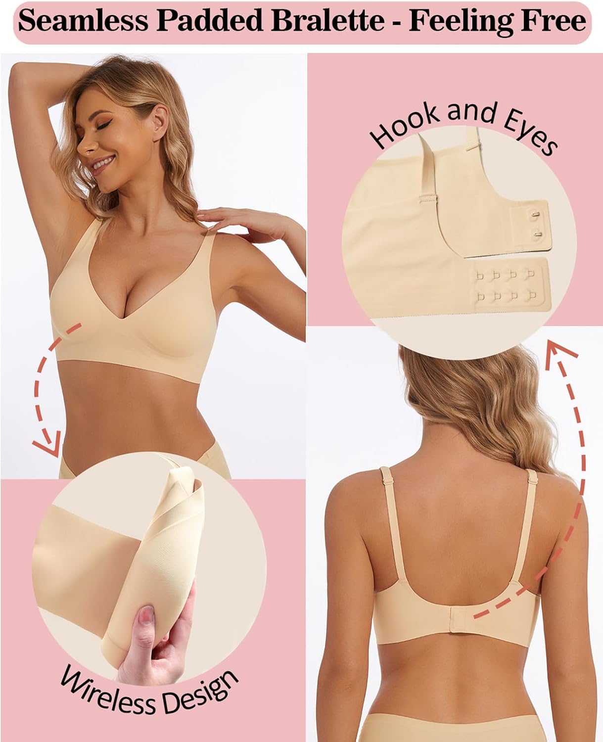 Detalle 2 de Boufor Deep V Bra Low Cut Sexy Push Up Bralette