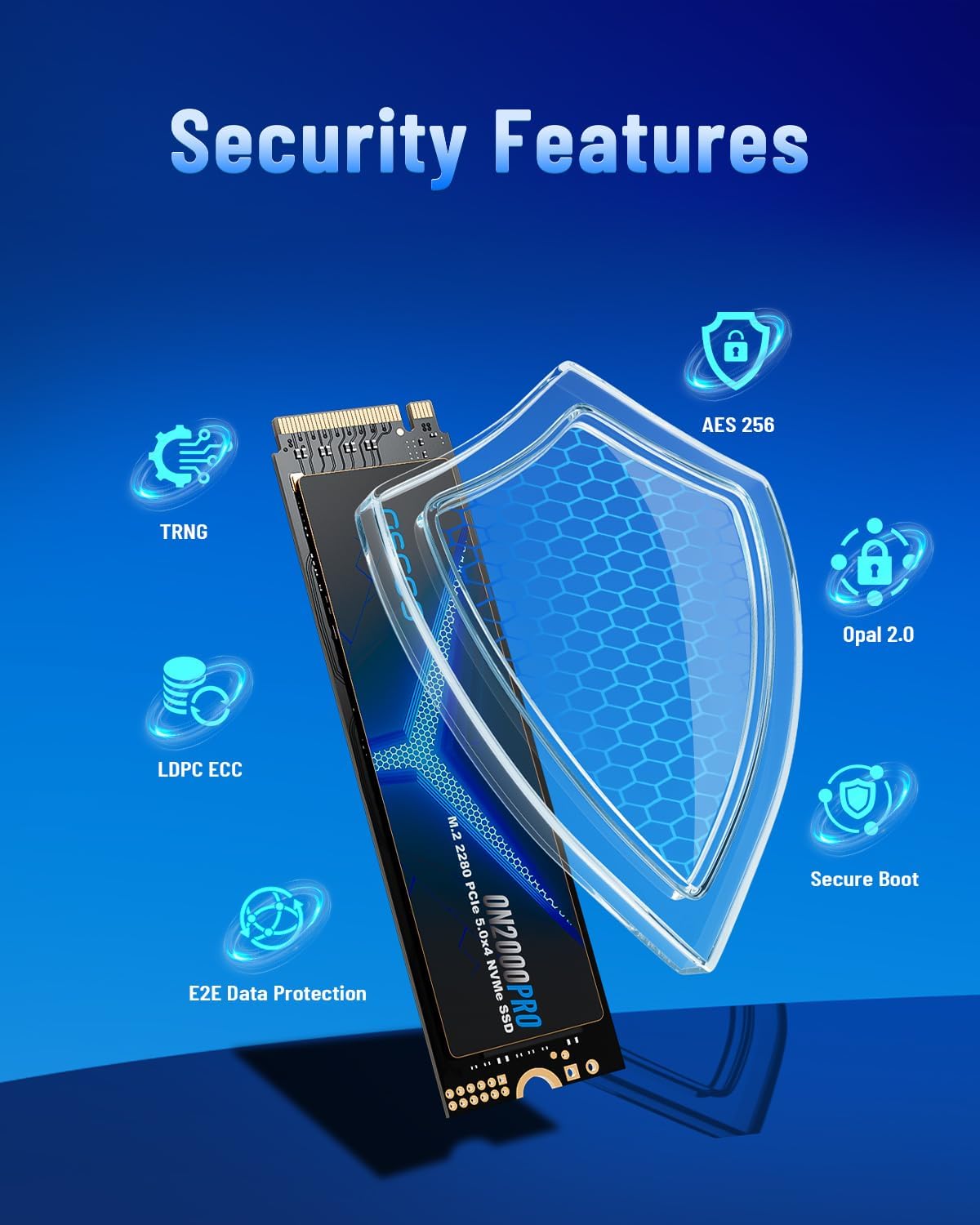 Detalle de OSCOO 4TB NVMe Gen 5.0 SSD (ON2000PRO) — 14,000 MB/s Read, 13,000 MB/s Write with Graphene Heatsink