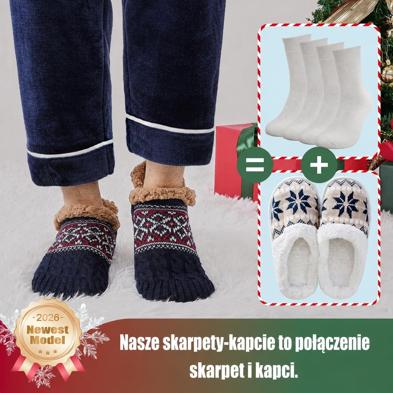 Thumbnail 6 de Niorasen ciepłe skarpety męskie 38-45, grube i antypoślizgowe do domu