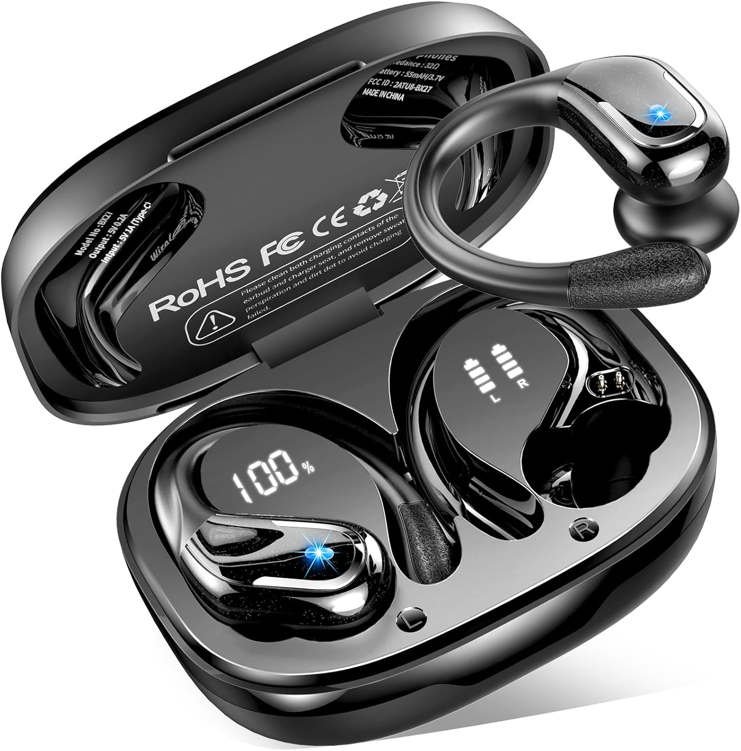 Detalle de Bluetooth Kopfhörer Sport mit APP – 75 Std, IP-X8, BT 5.4, ENC, USB-C