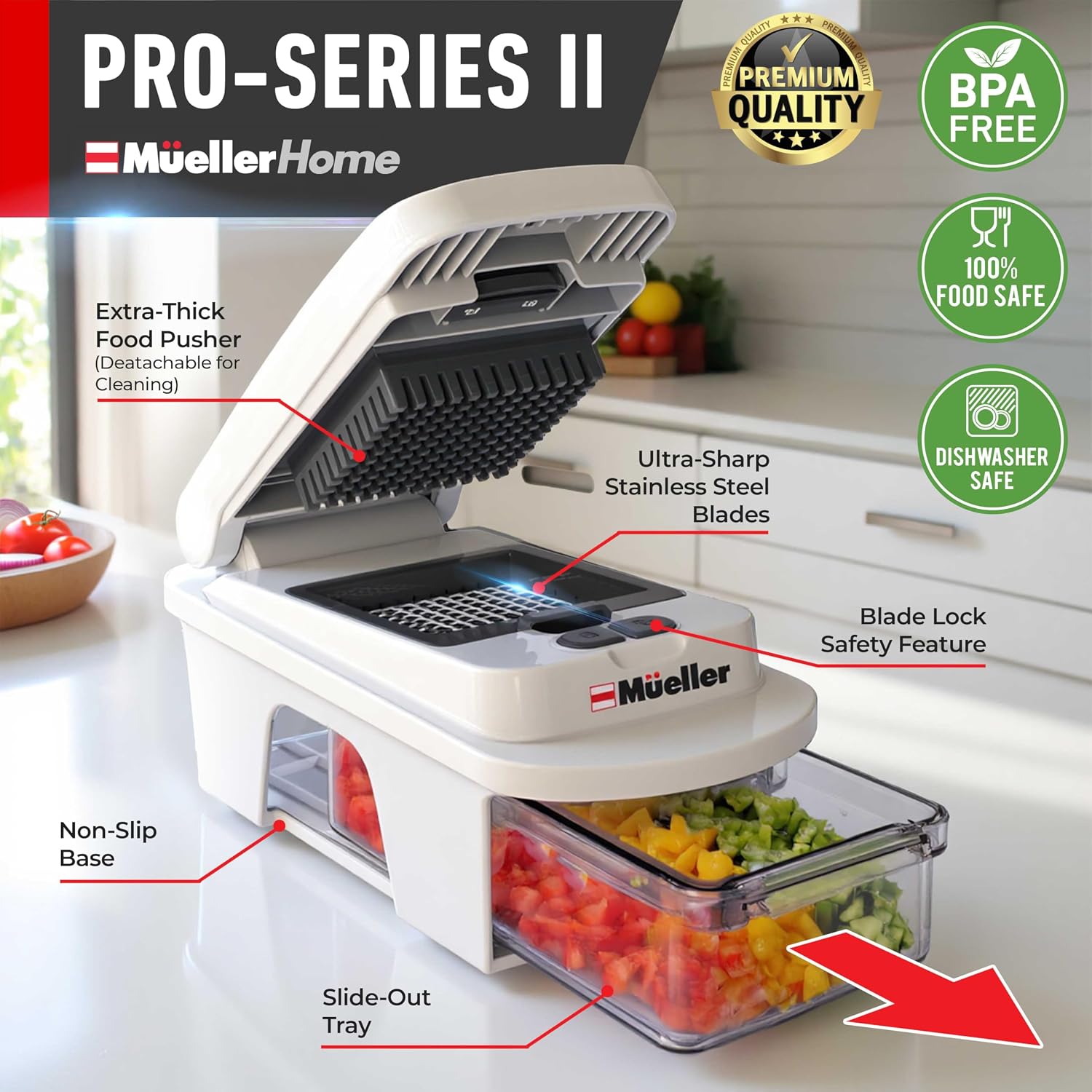 Detalle 2 de Mueller Pro-Series 12-Blade Mandoline Slicer, Chopper & Spiralizer