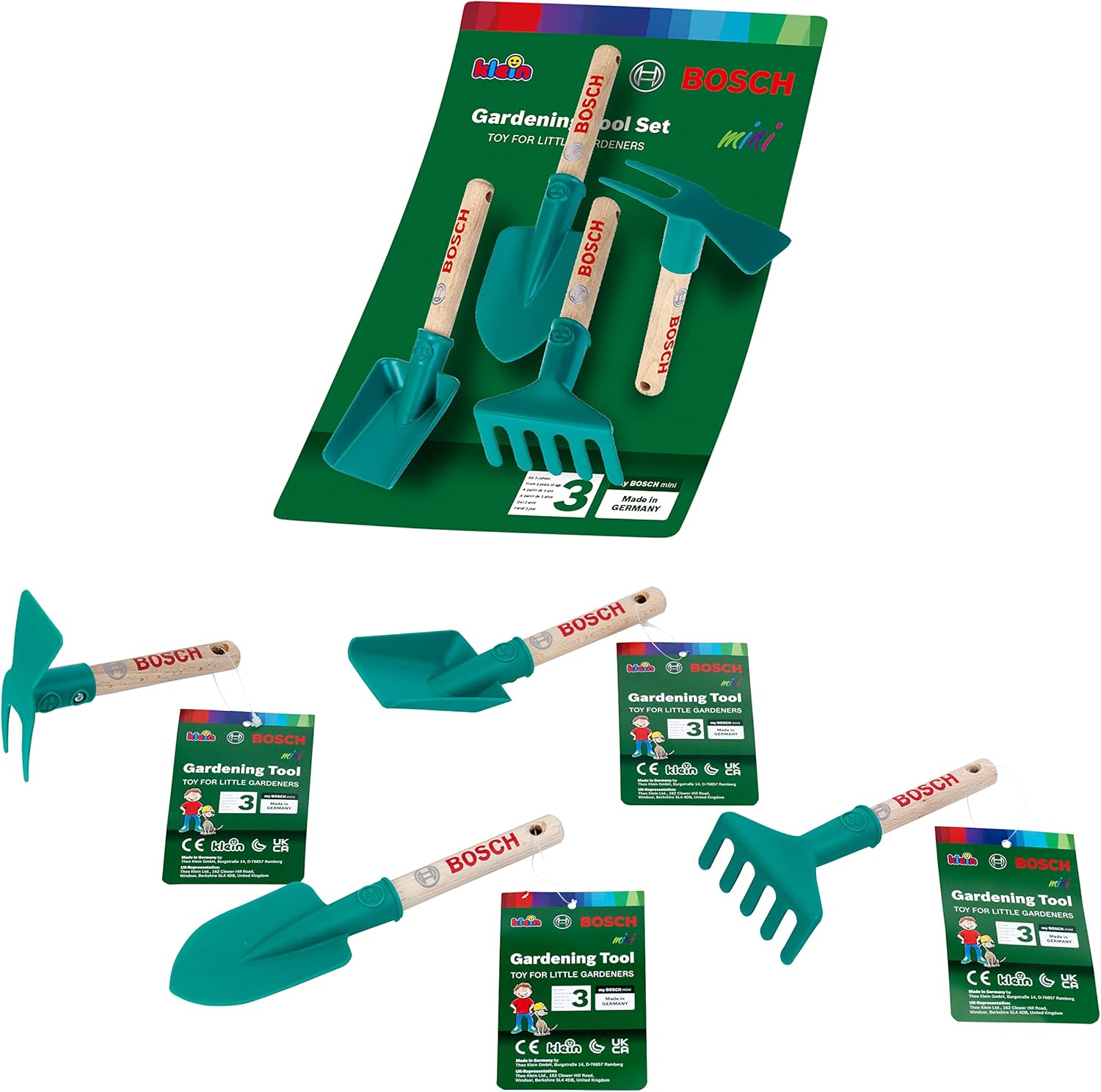 Thumbnail 6 de Theo Klein 2735 Bosch Gardening Hand Tool Set for Kids (Spade, Rake, Shovel & Hoe) with Hanging Eyelet