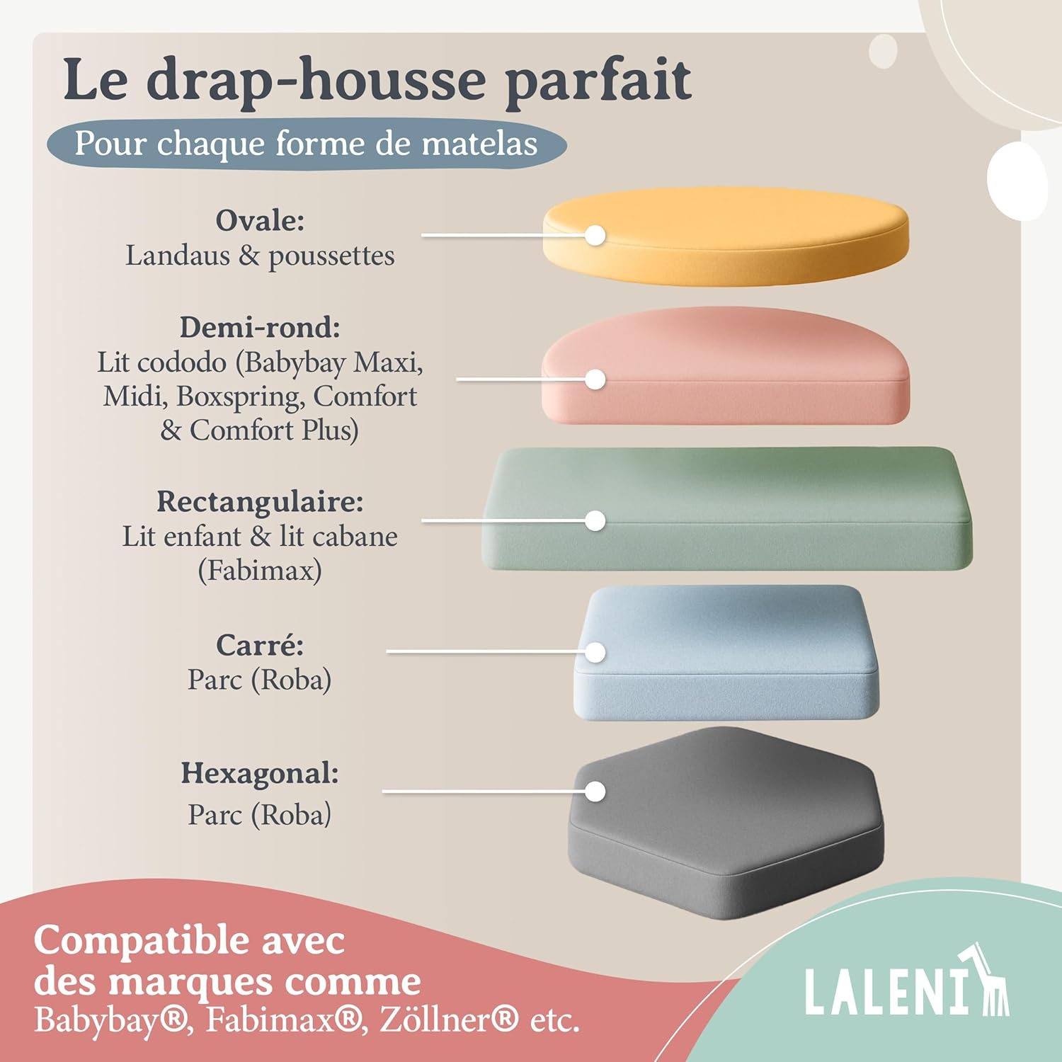 Thumbnail 6 de Laleni Draps housses bébé en jersey 60/70 x 120/140 cm (lot de 2) certifié OEKO-TEX