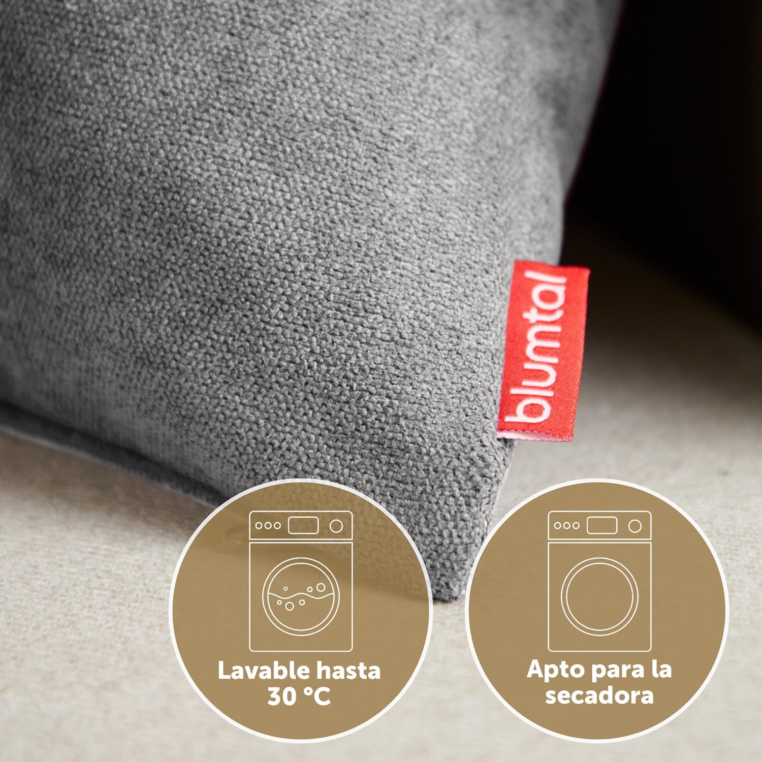 Detalle 2 de Blumtal Juego de 2 Fundas de Cojín Chenilla - Gris 🛋