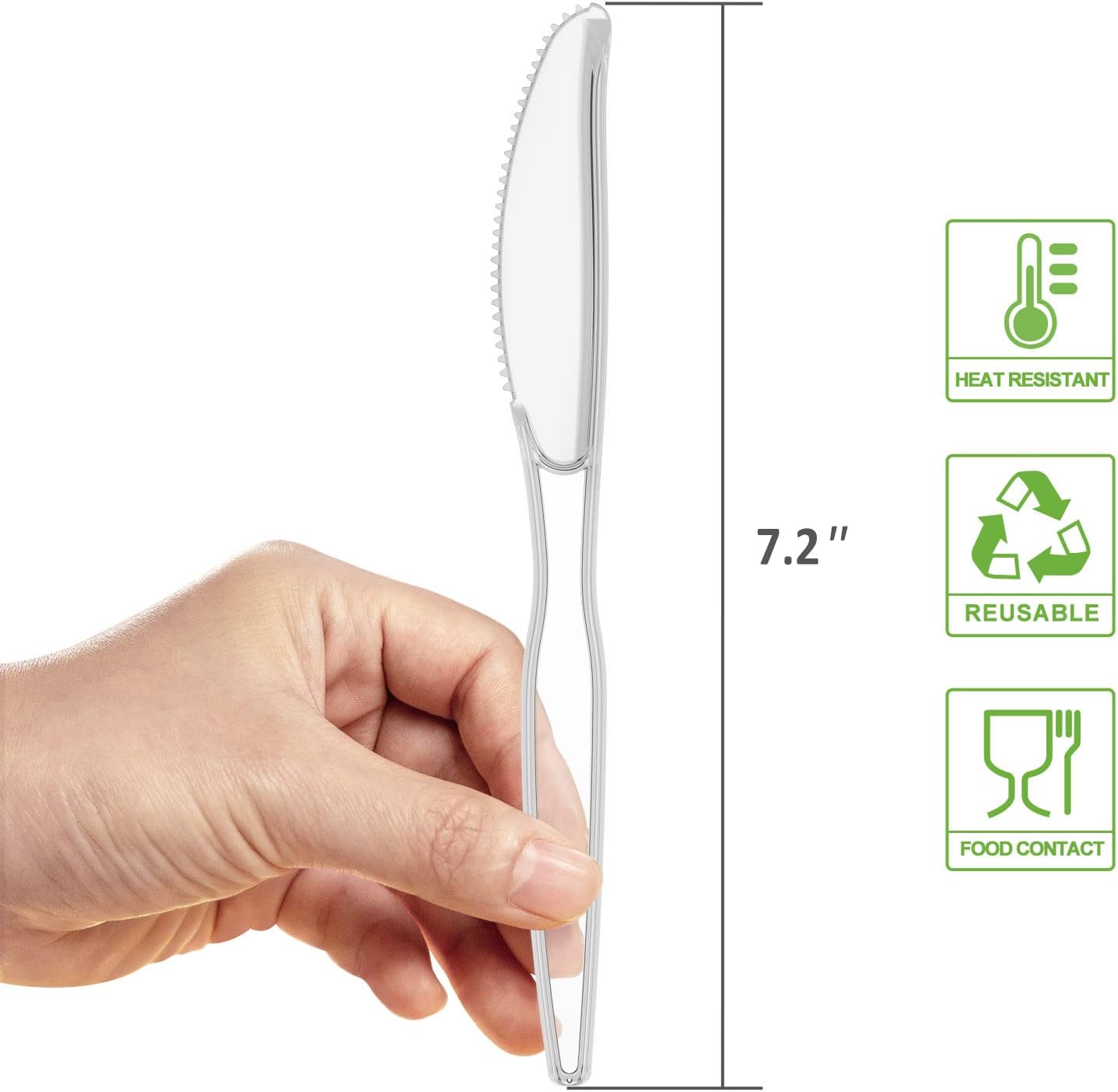 Thumbnail 1 de POSATE Clear Knives, Heavy-Duty Crystal (100 Knives) – Heavyweight Disposable Knives for Meats
