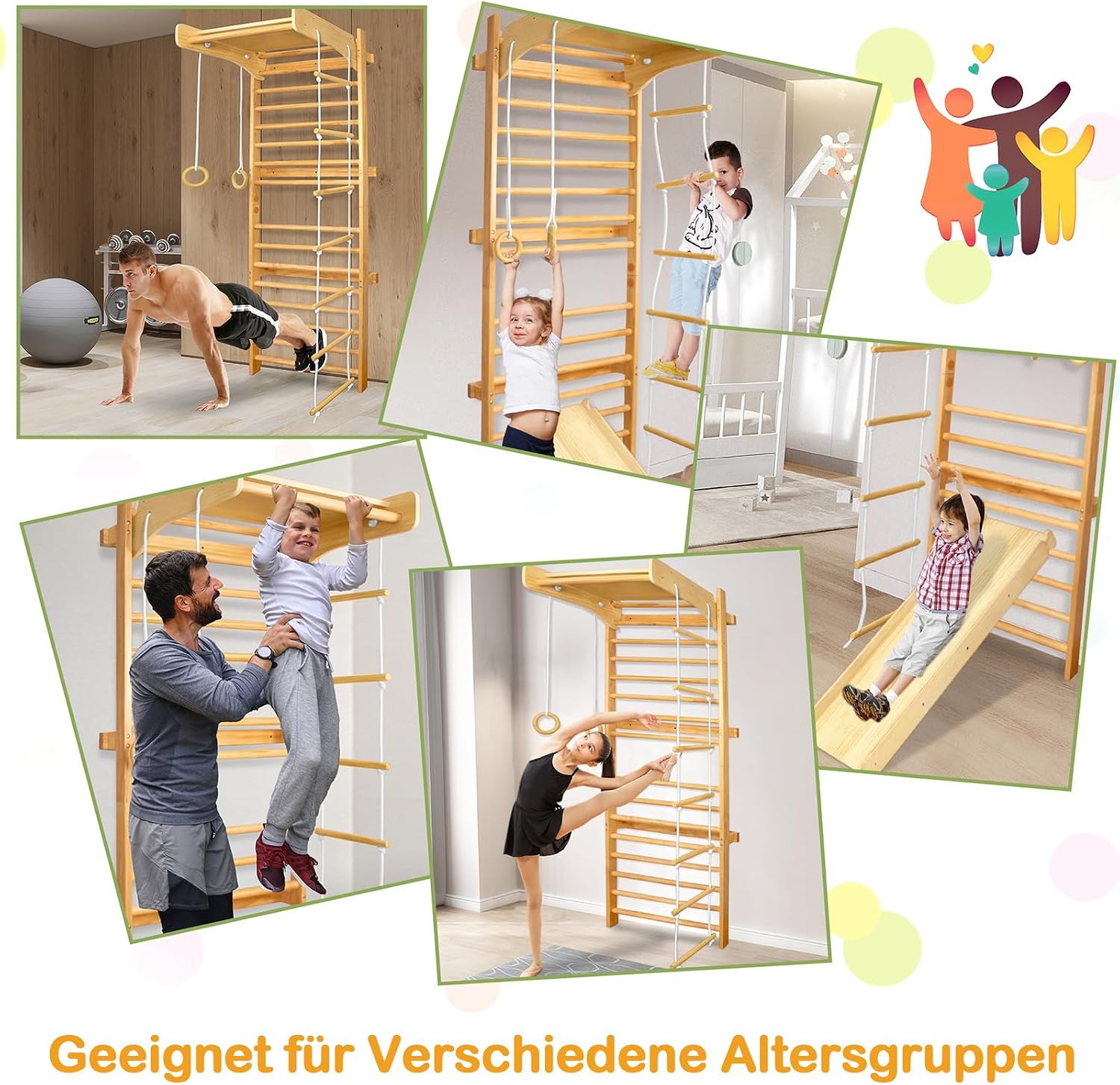 Thumbnail 6 de LARS360 Multifunktions Sprossenwand Set – Holz-Klettergerüst für Kinder ab 3 Jahren