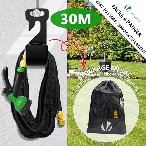 Detalle de VOUNOT Tuyau d'Arrosage Extensible 30 m Renforcé Adaptable 1/2" et 3/4" – 10 Modes de Pulvérisation