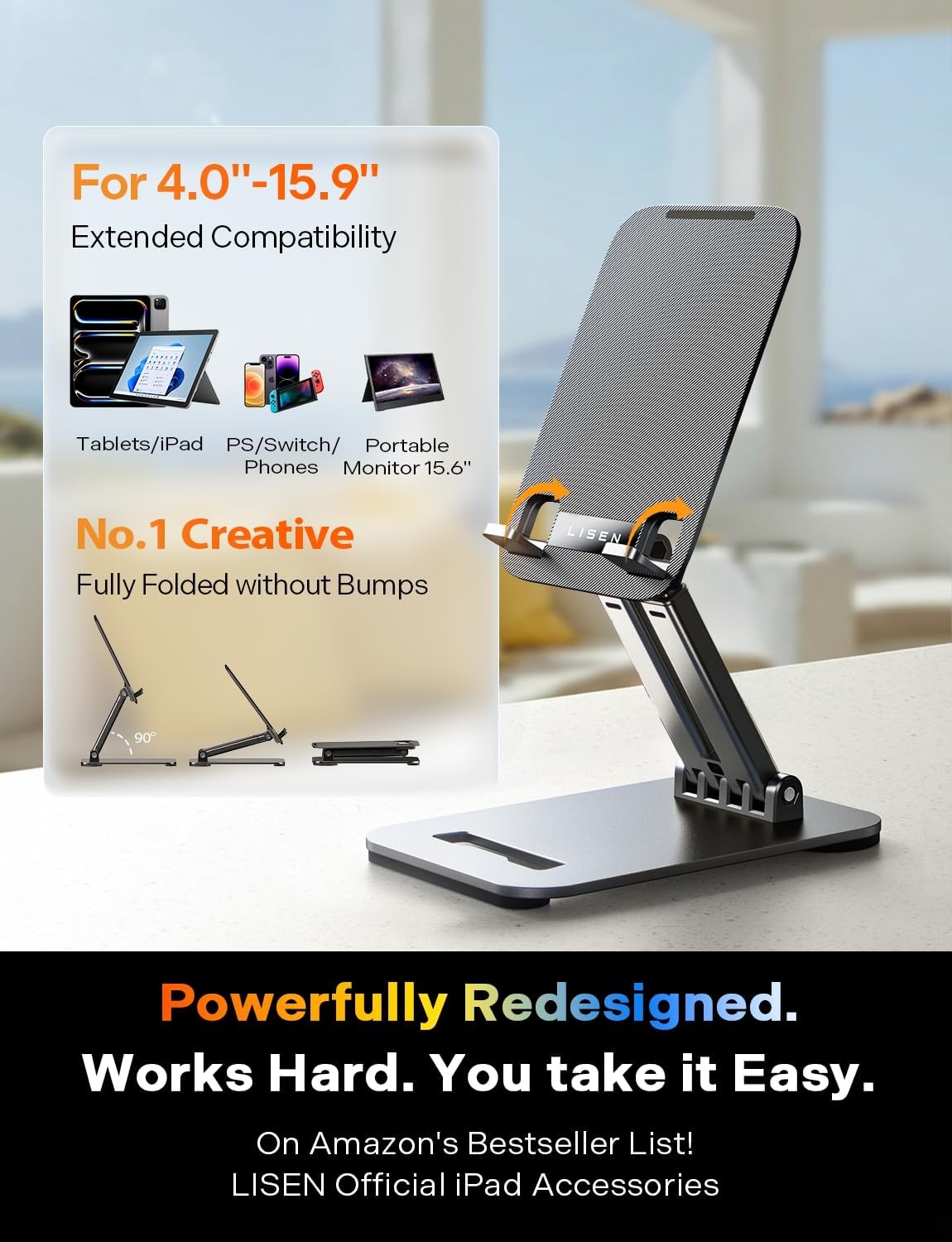Detalle 2 de LISEN iPad Stand for Desk — Tablet Holder for Home and Office Use