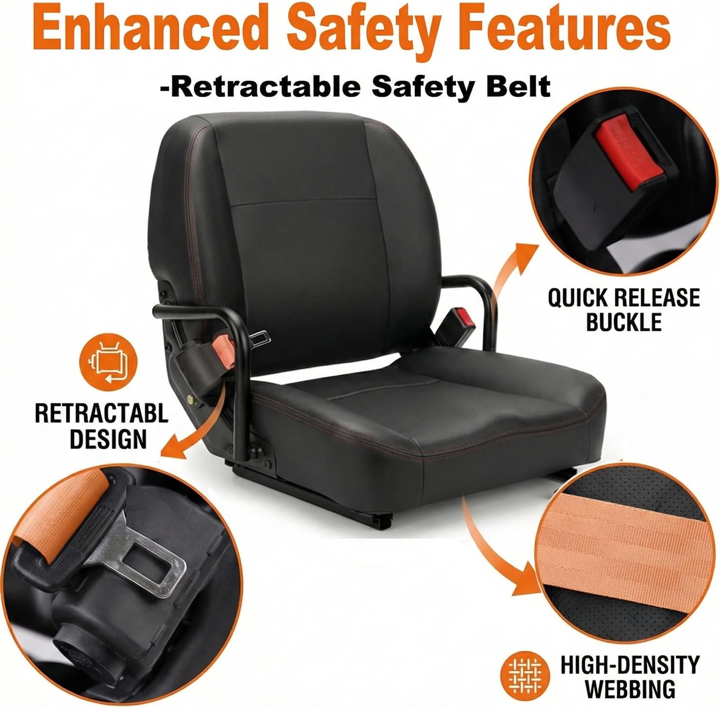 Thumbnail 3 de SEATIN Universal Forklift Seat: versatile tractor and heavy equipment seat with hip restraint and safety features