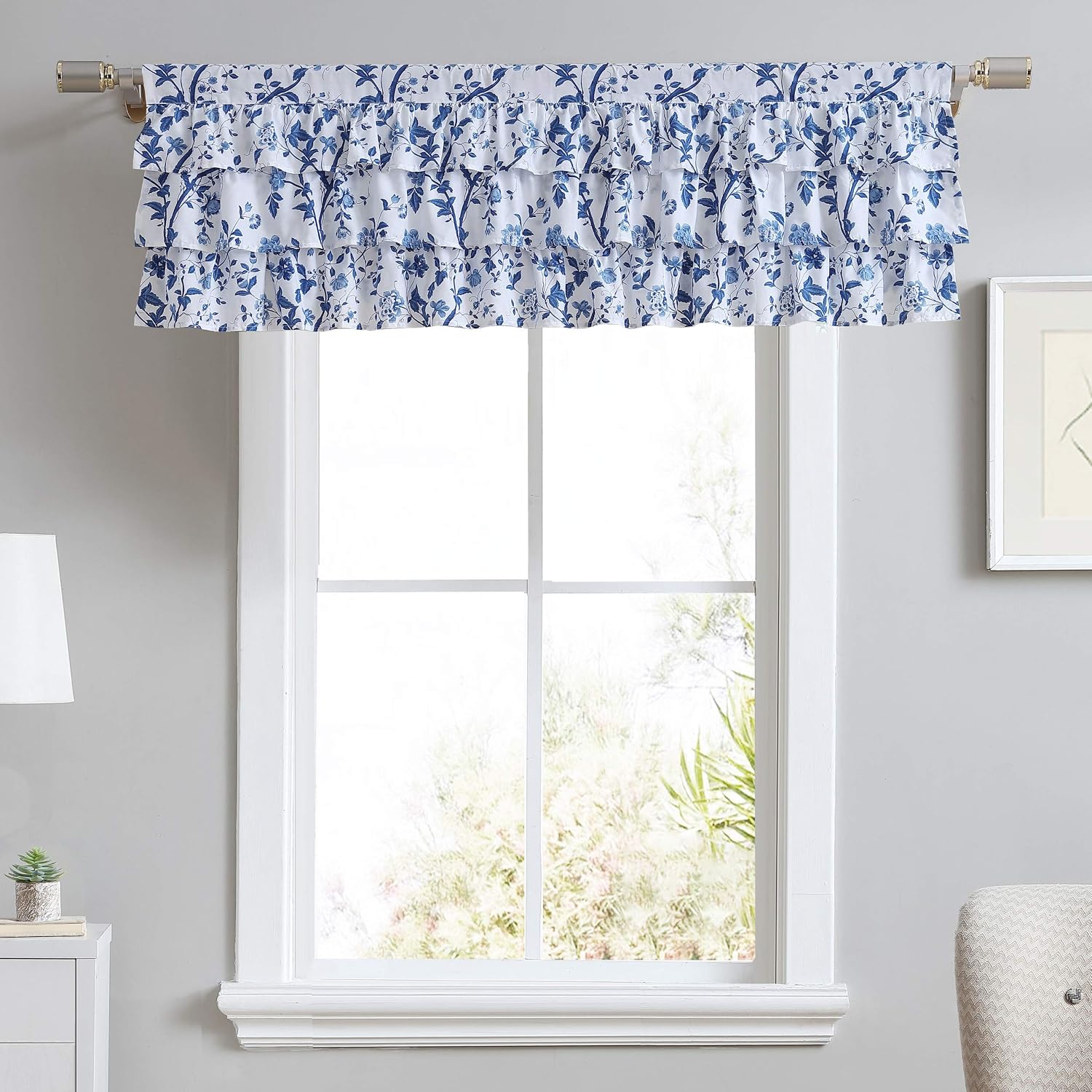 Thumbnail 5 de Laura Ashley Annalise Floral – bawełniana falbana okienna, szara, wiązana