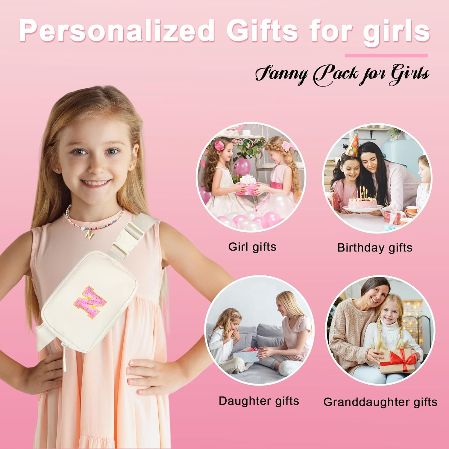 Detalle de Initial Cross Body Bag Fanny Pack Gift Set (6-piece) for Girls & Teenagers