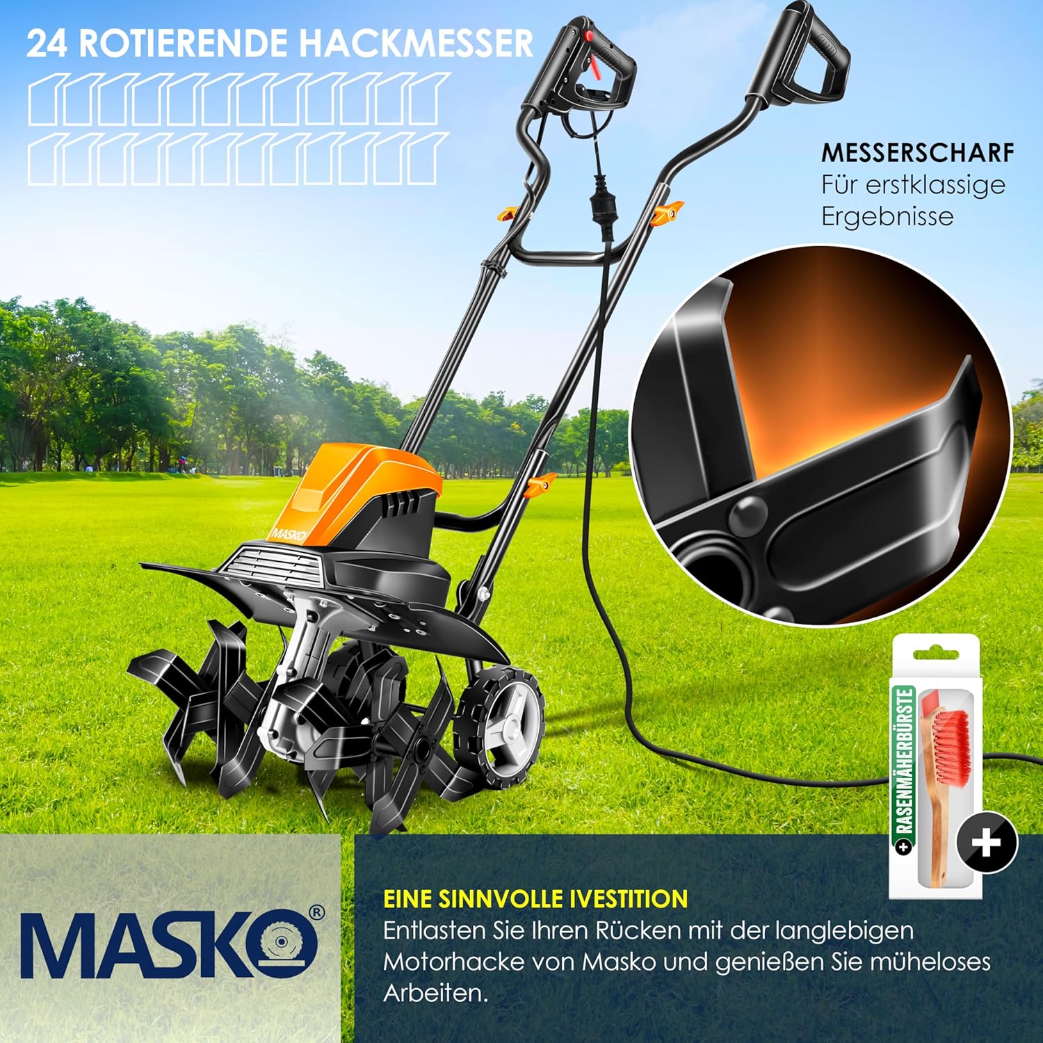 Thumbnail 3 de MASKO® Motorhacke elektrisch 1.500 W – Gartenfräse 45 cm mit 24 Hackmessern