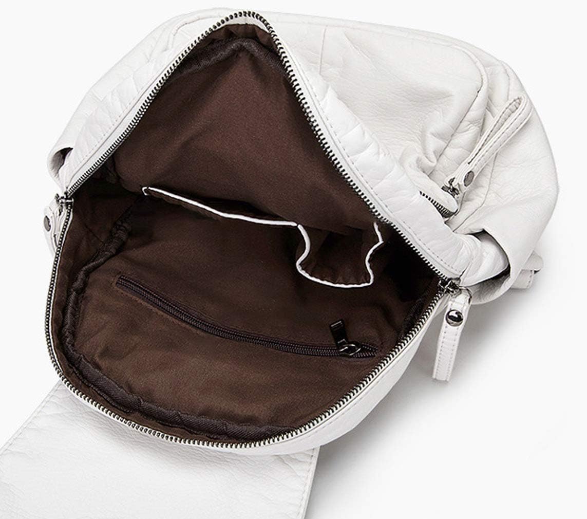 Detalle de BUKESIYI Donna Borsa Zaino Elegante Zainetto in PU Pelle Bianco Perla IT78179